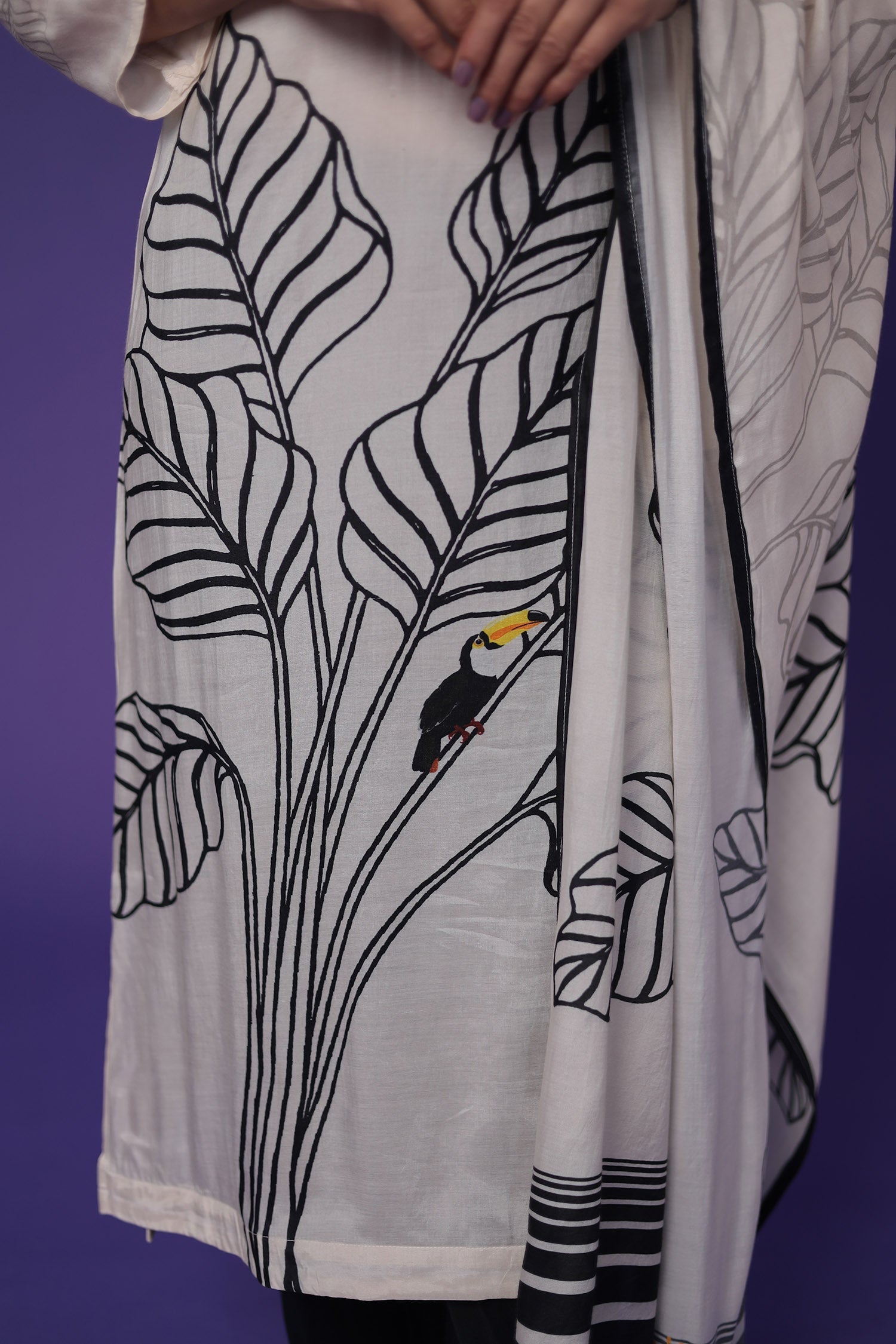 Printed Silk Blend Kurta Set Stitched