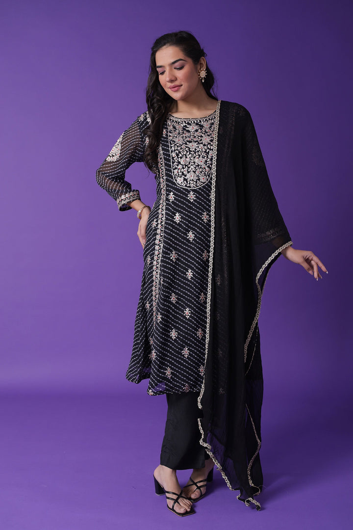Mothra Georgette Suit Embroidered with Pittan work