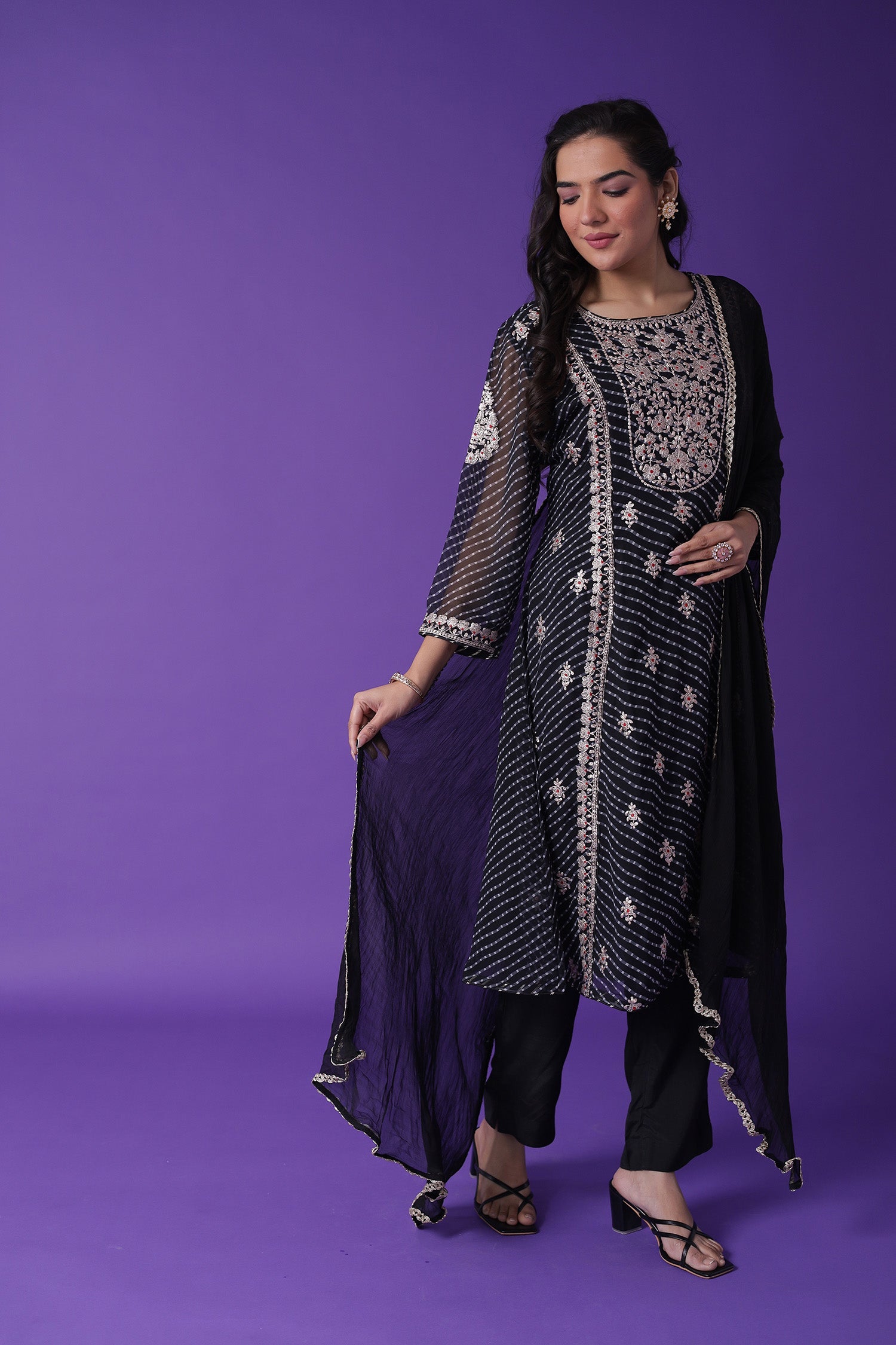 Mothra Georgette Suit Embroidered with Pittan work