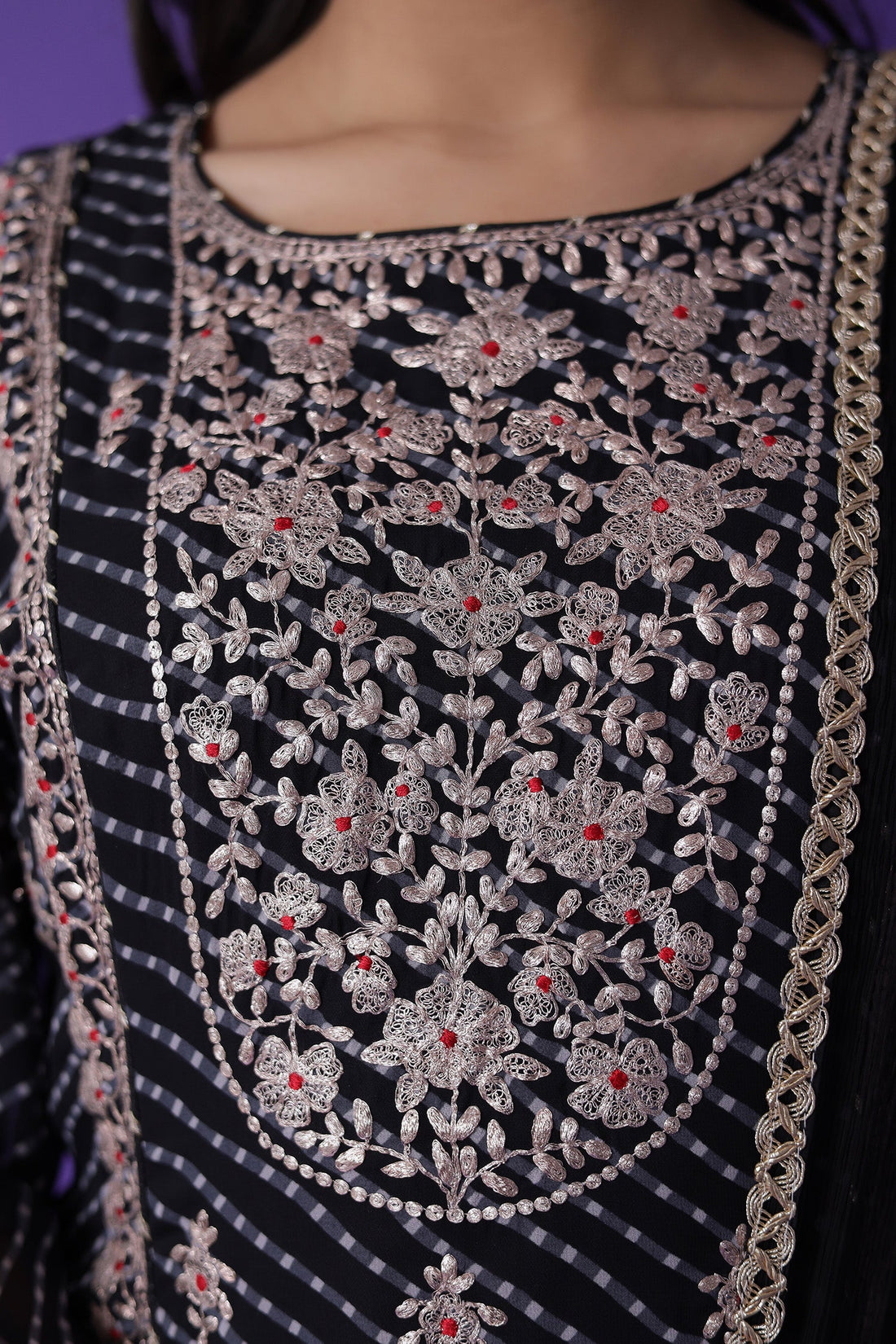 Mothra Georgette Suit Embroidered with Pittan work