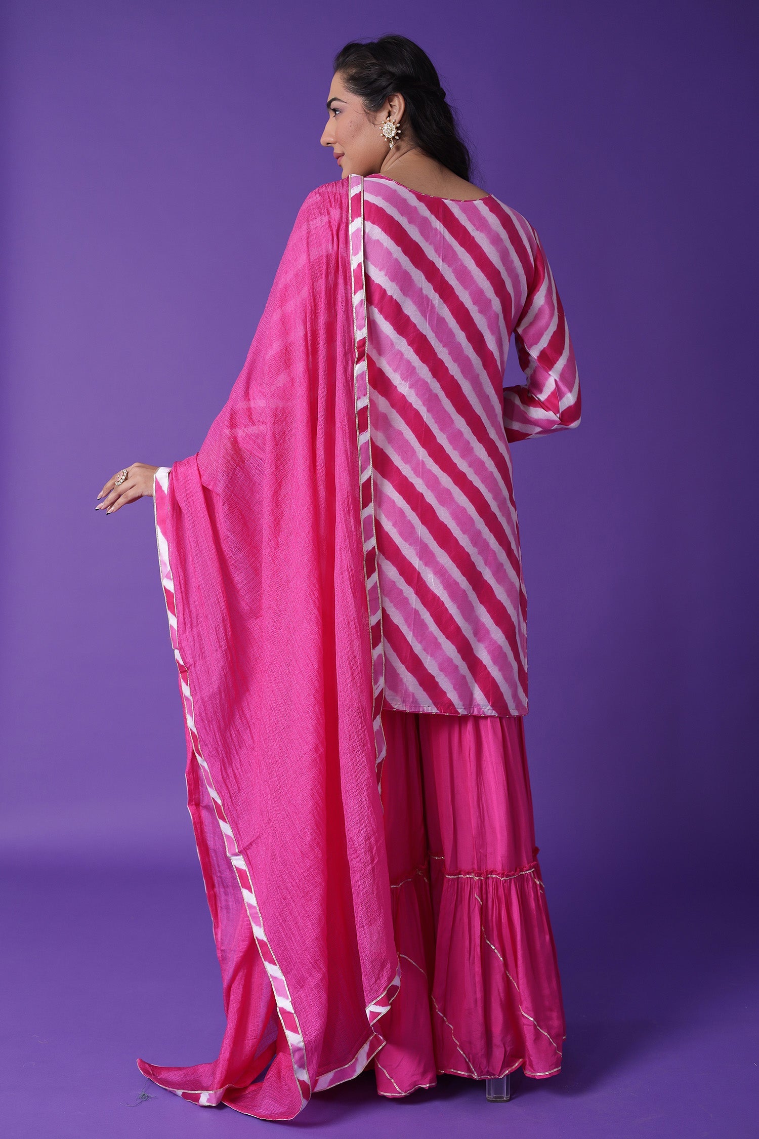 Leheriya Chanderi Sharara Suit with Dori work