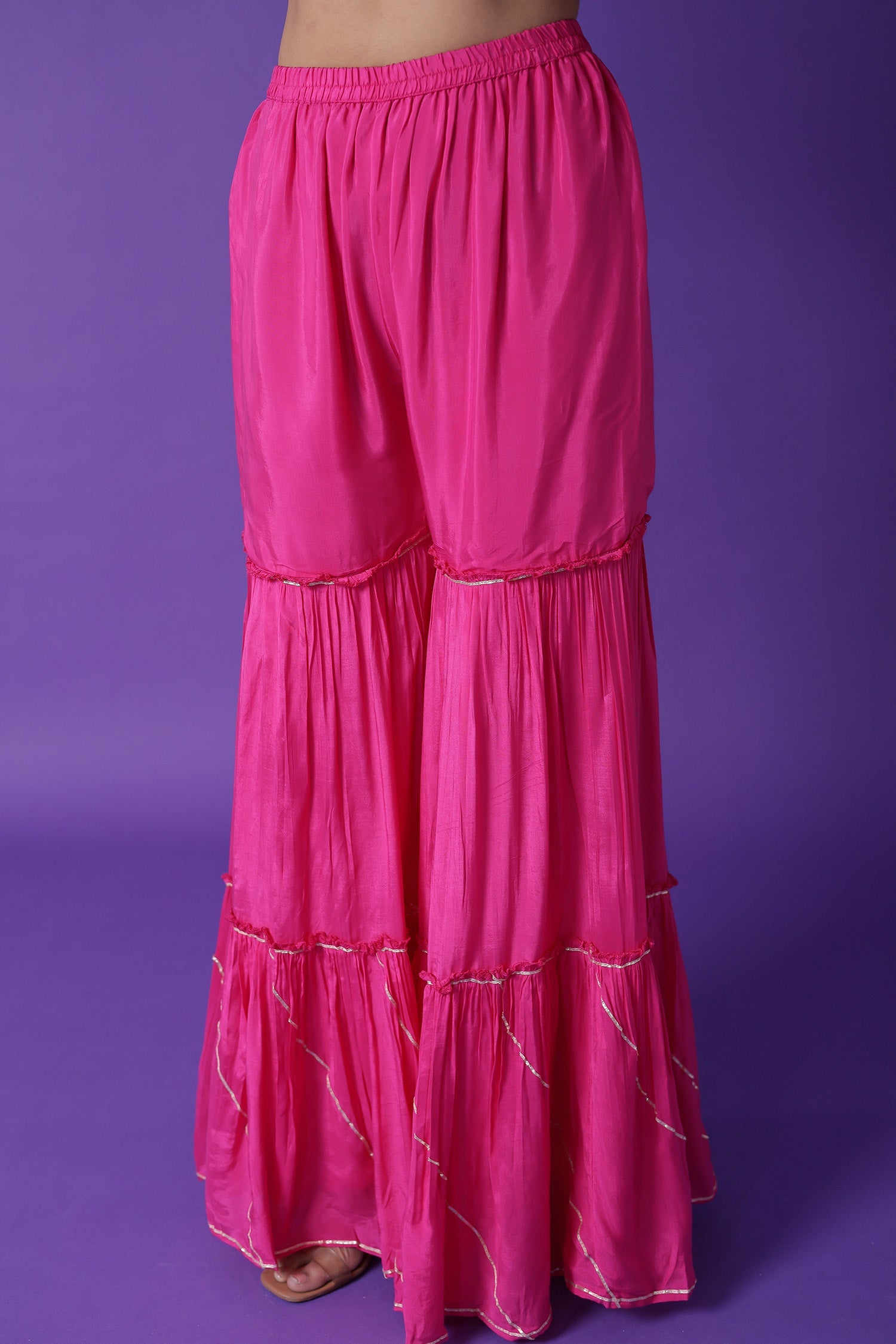 Leheriya Chanderi Sharara Suit with Dori work