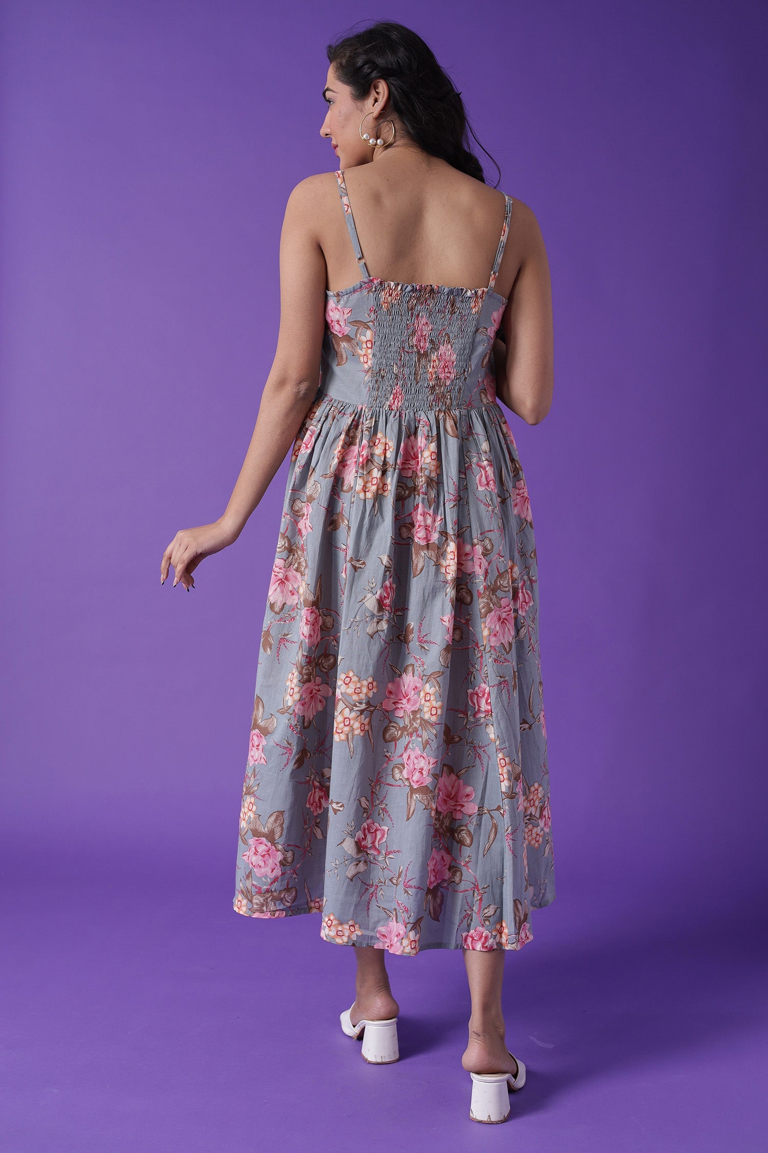 Floral Print Muslin Dress