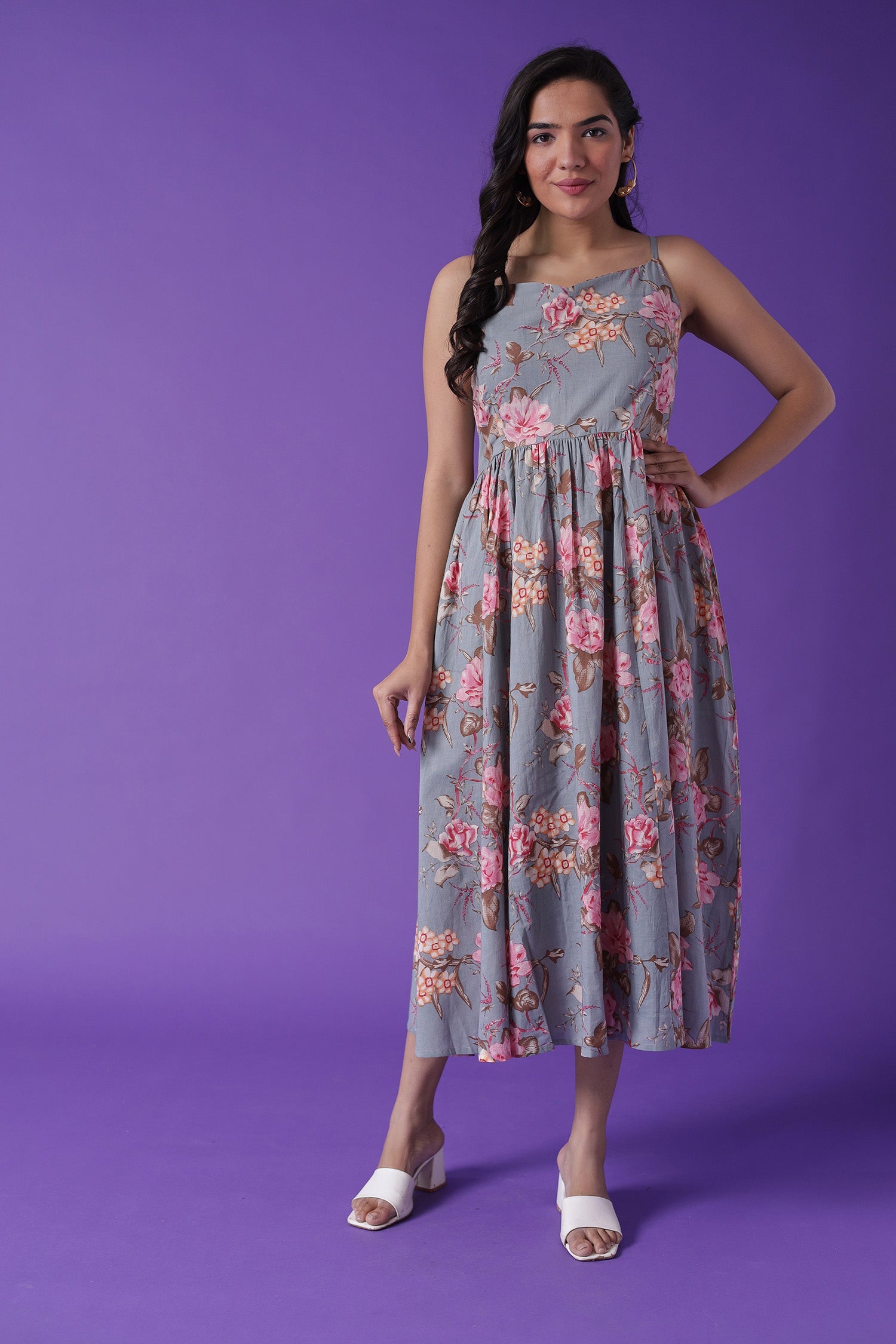 Floral Print Muslin Dress