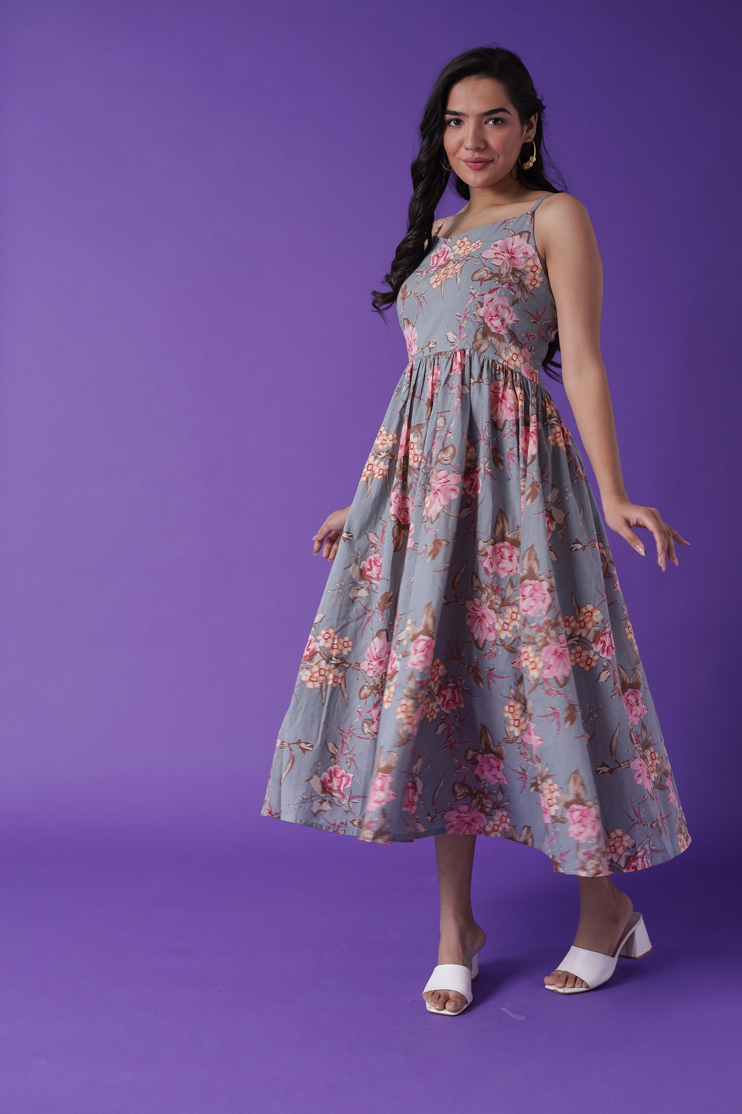 Floral Print Muslin Dress
