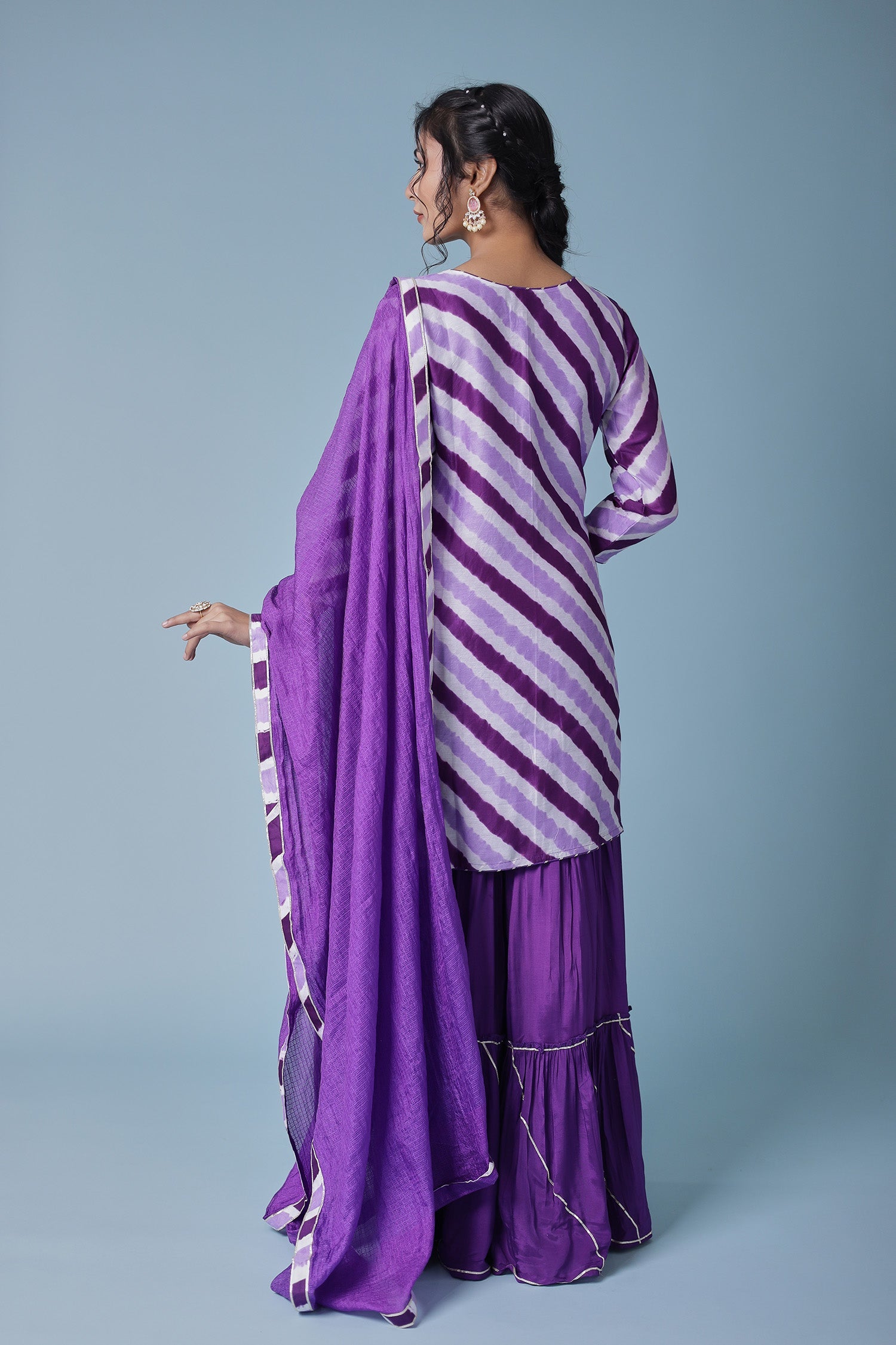 Leheriya Chanderi Sharara Suit with Dori work