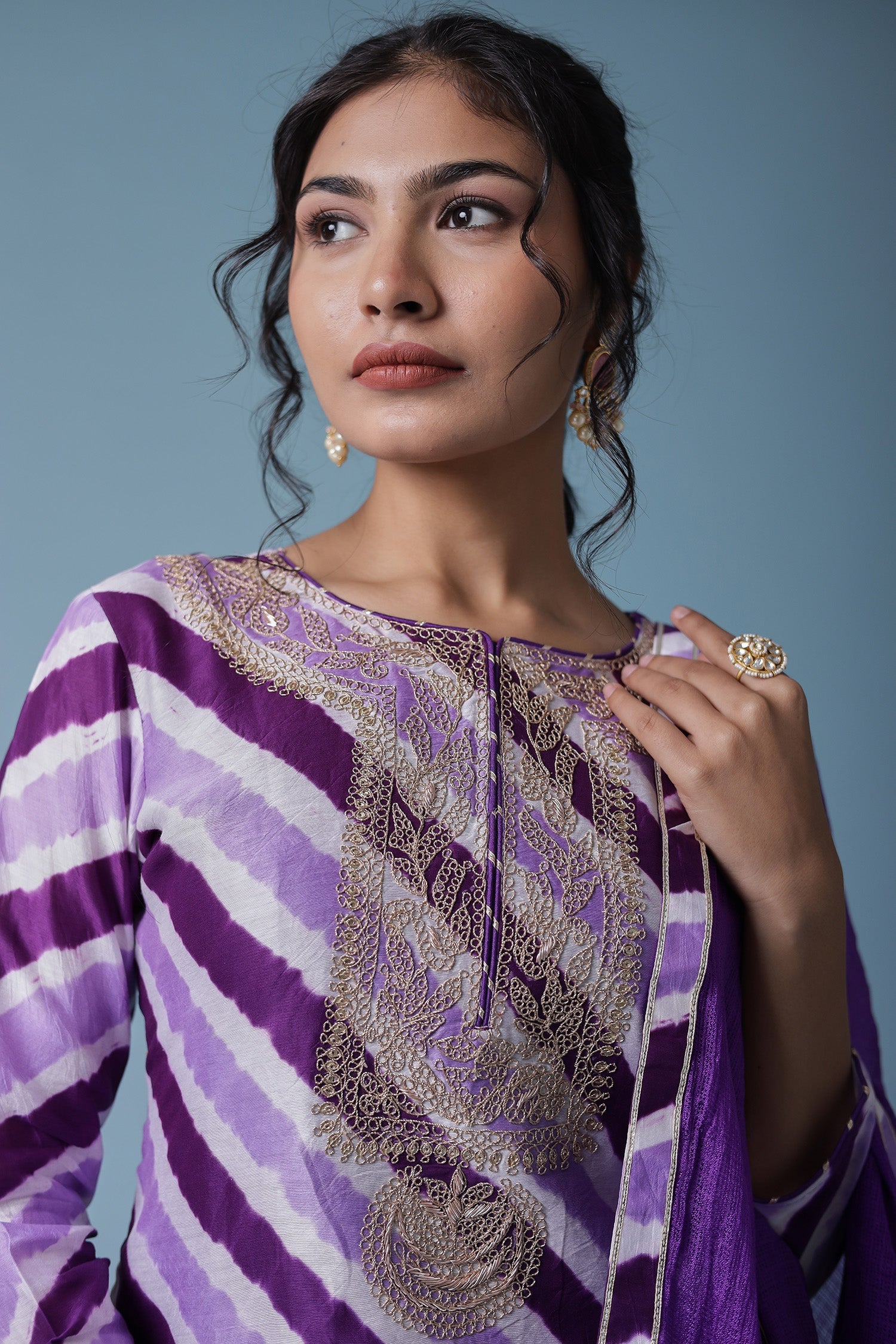 Leheriya Chanderi Sharara Suit with Dori work