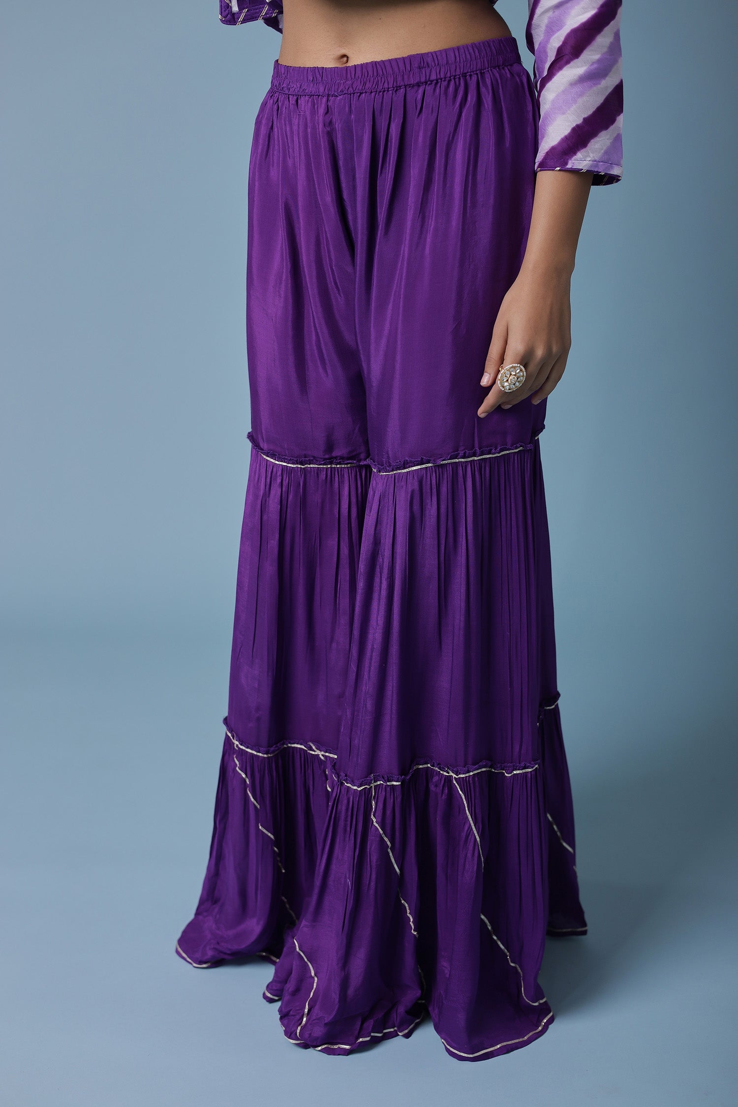 Leheriya Chanderi Sharara Suit with Dori work