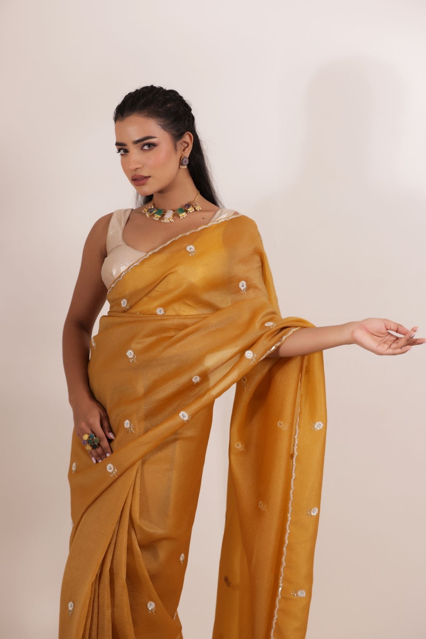 Tissue Saree with Embellished work