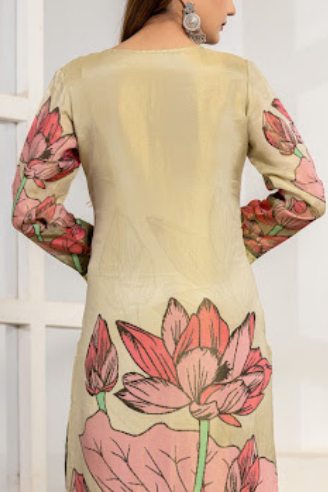 Printed Shimmer Silk Kurta with Embroidered work