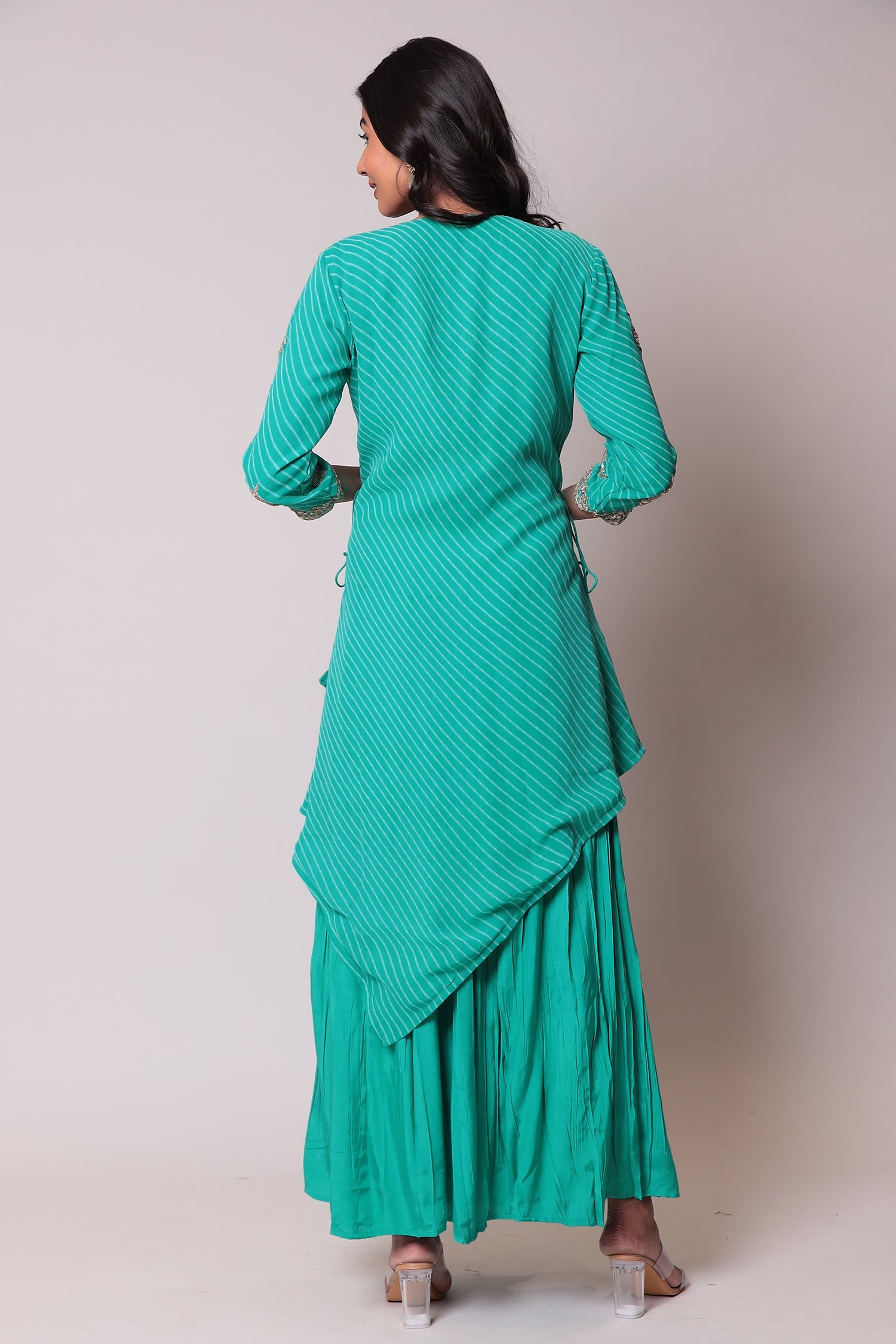 Leheriya Georgette Suit with Gota Patti work.