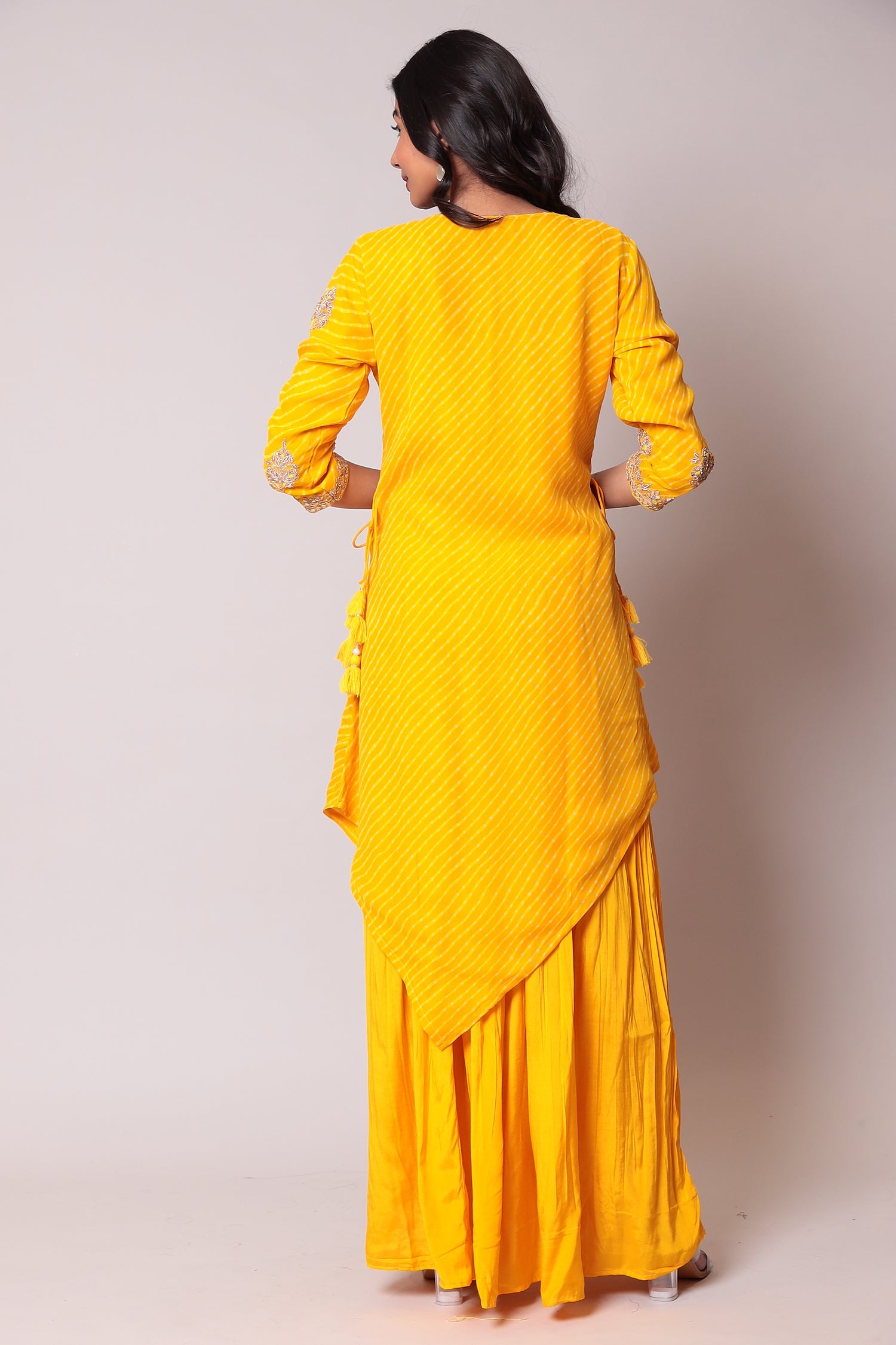 Leheriya Georgette Suit with Gota Patti work.