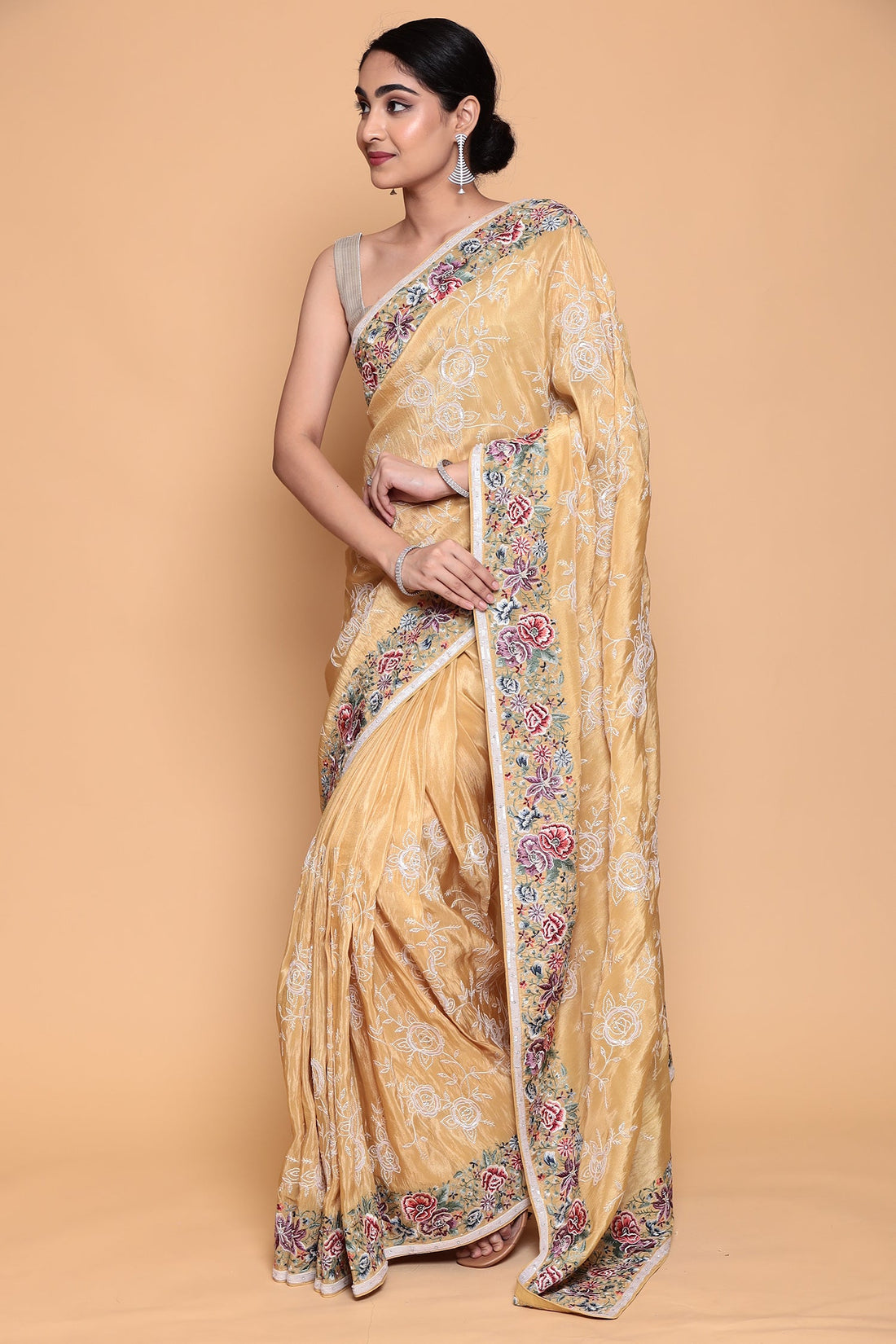 Silk Saree with Sequins, Thread work