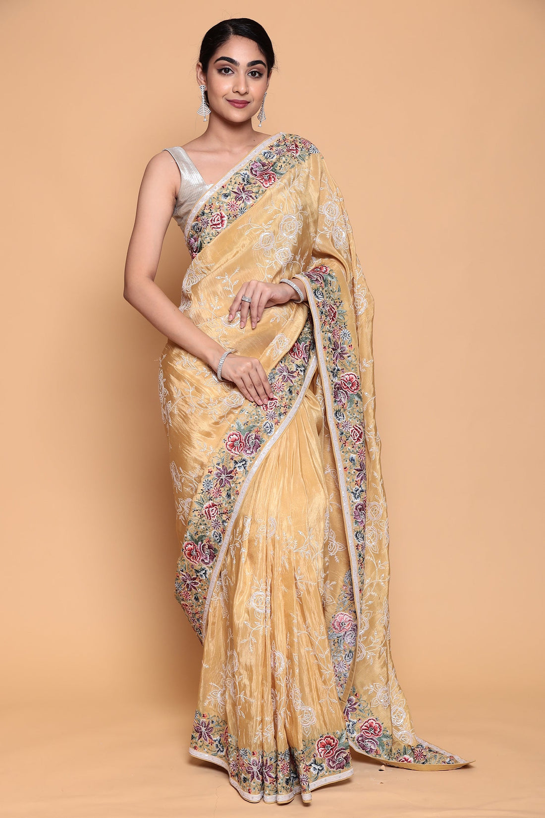 Silk Saree with Sequins, Thread work