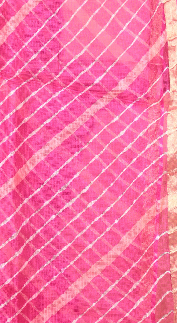 Kota Doria Silk Leheriya Saree with Zari work.