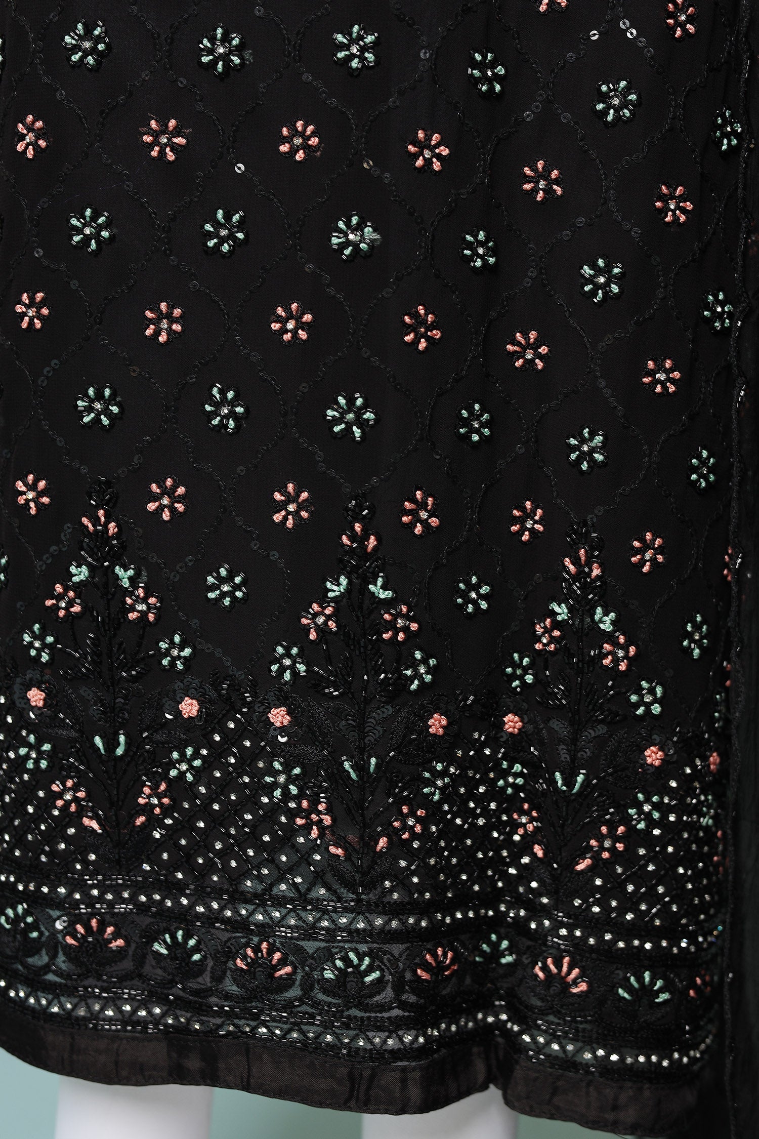 Embroidered Georgette Unstitched Suit with Cutdana and Sequins work