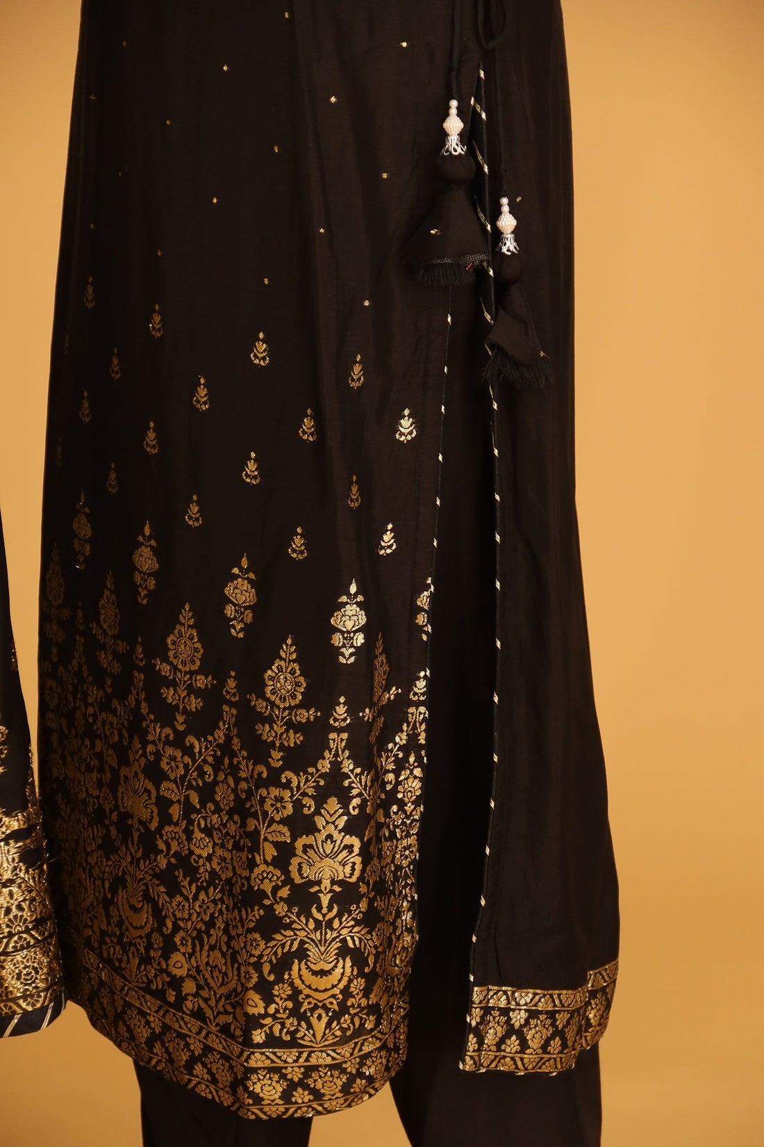 Handloom Chanderi Suit Embroidered with Gota Patti work.