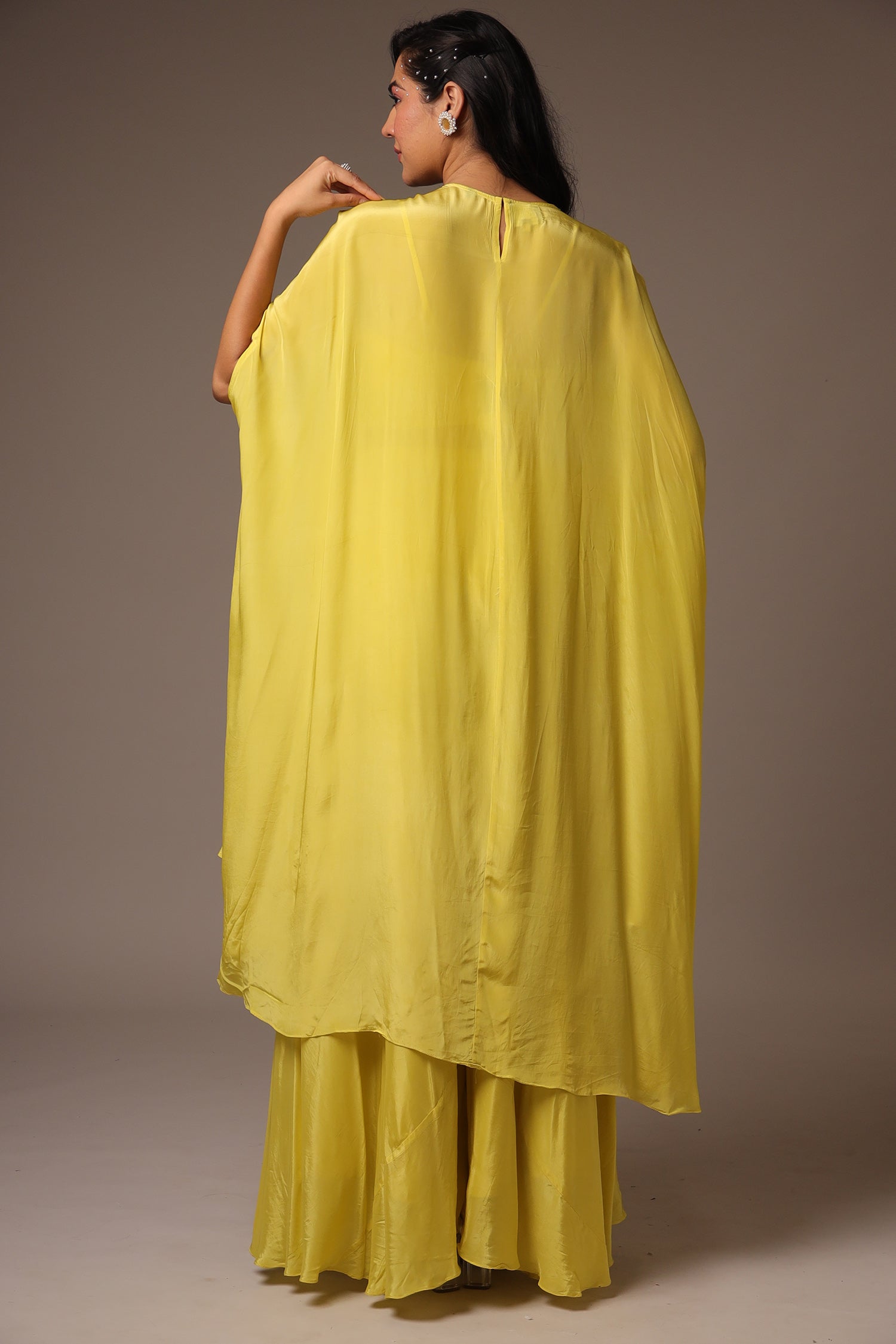 Exquisite Pearl Embroidered Silk Indowestern Jacket with Flared Sleeves