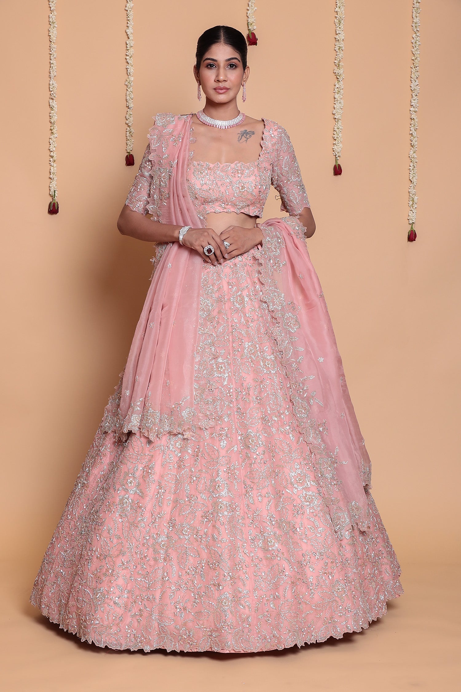 Organza Lehenga with Cutdana, Sequins work.