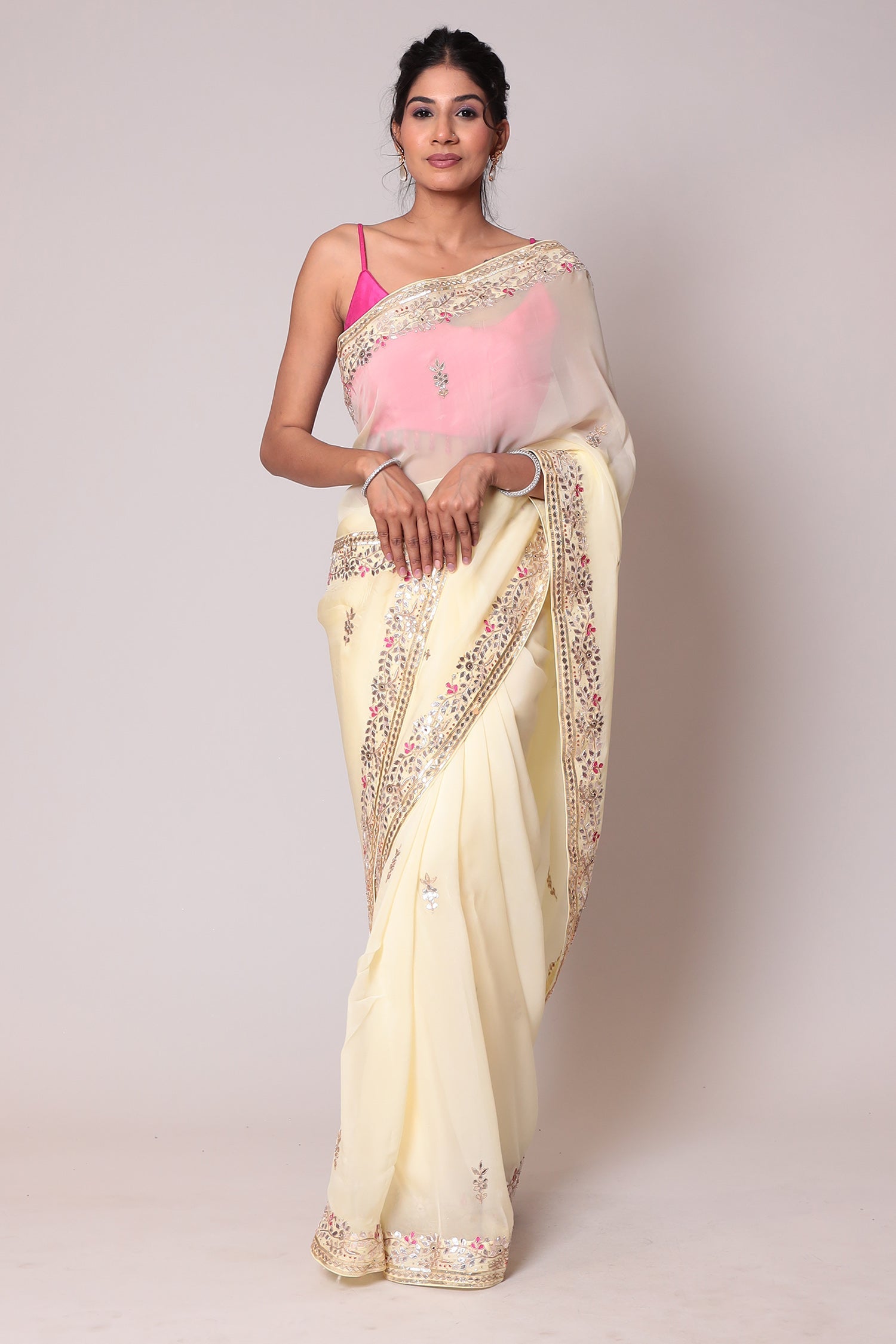 Georgette Saree with Gota Patti Border