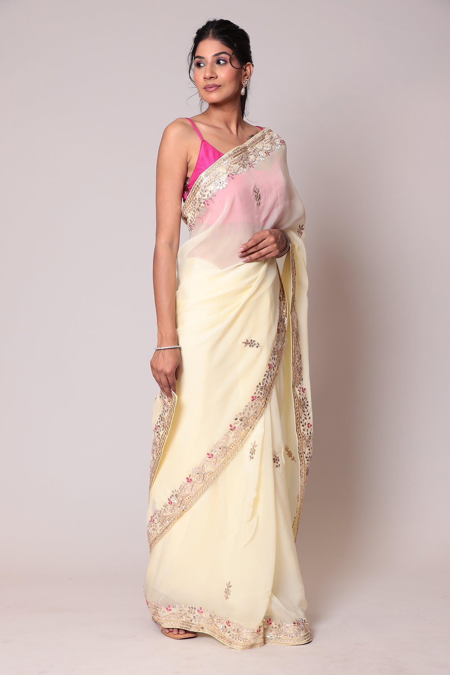 Georgette Saree with Gota Patti Border