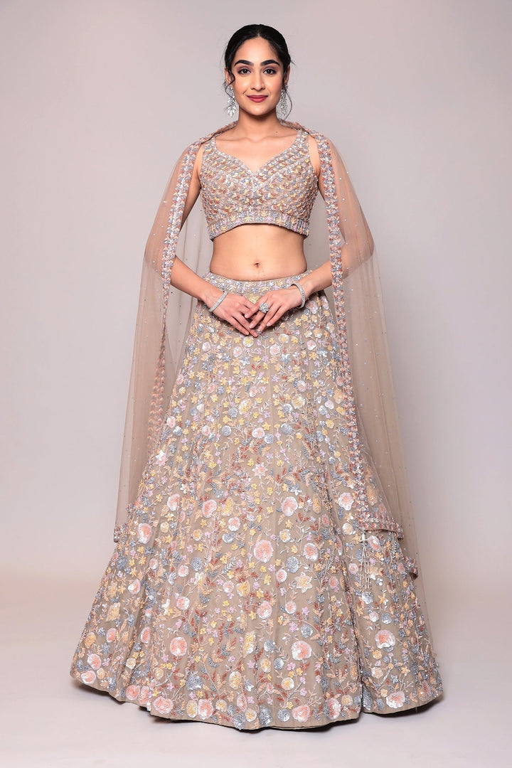 Soft net Lehenga with Cutdana, Sequins work.