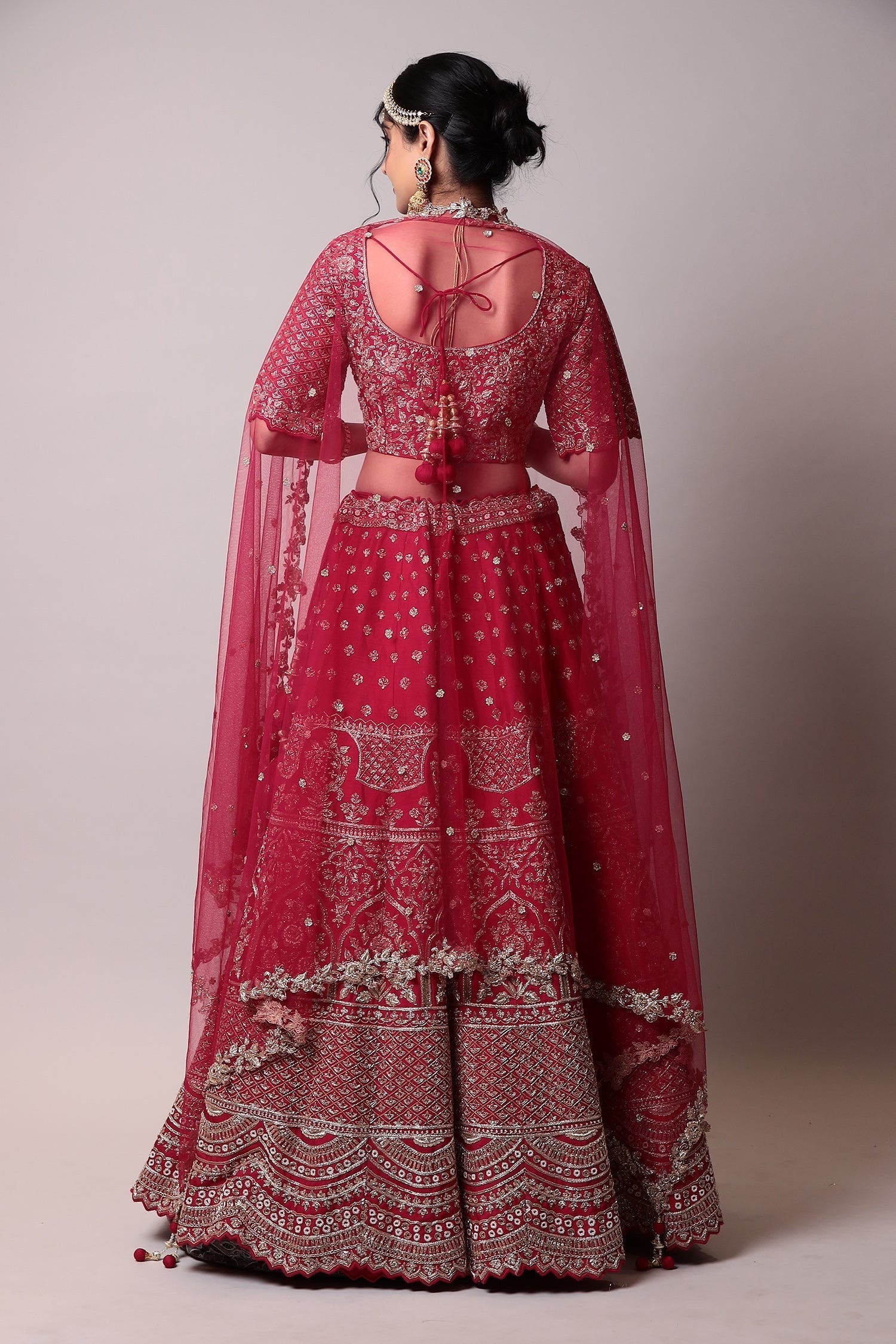 Raw silk lehenga with Pearl, Zardozi work.