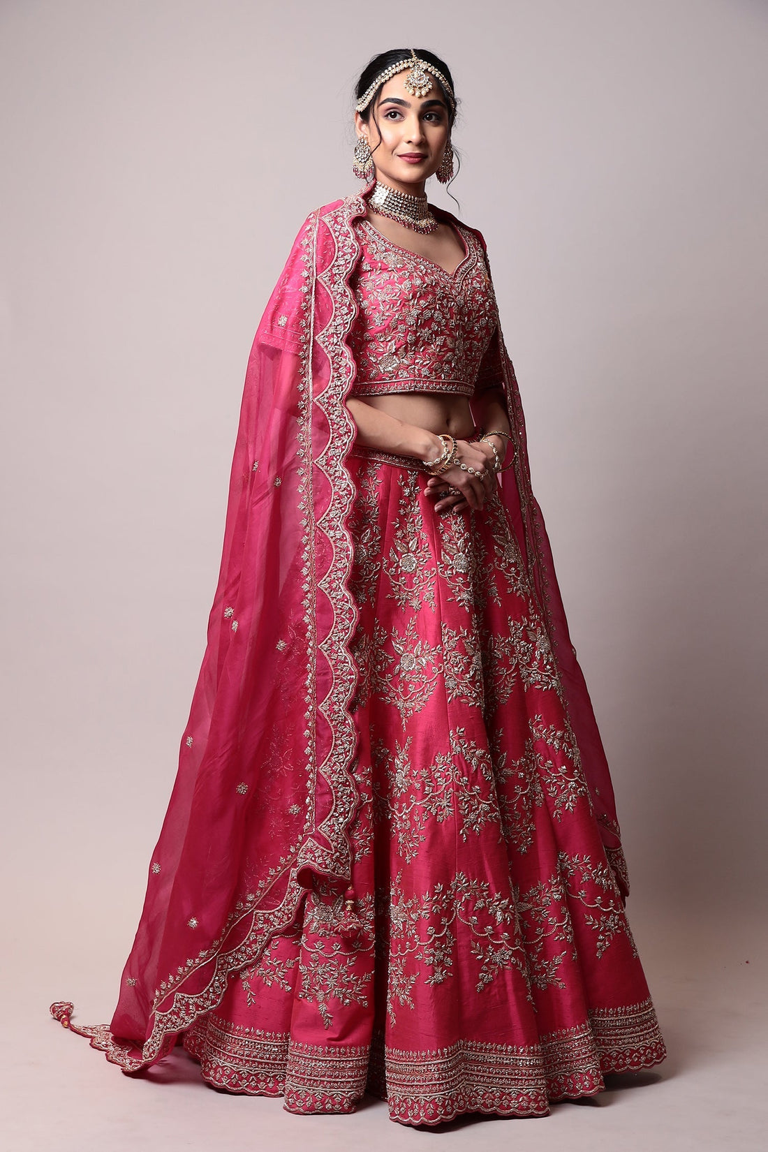 Raw silk Lehenga with Pearl, Zardozi work.