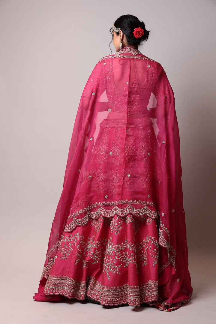 Raw silk Lehenga with Pearl, Zardozi work.