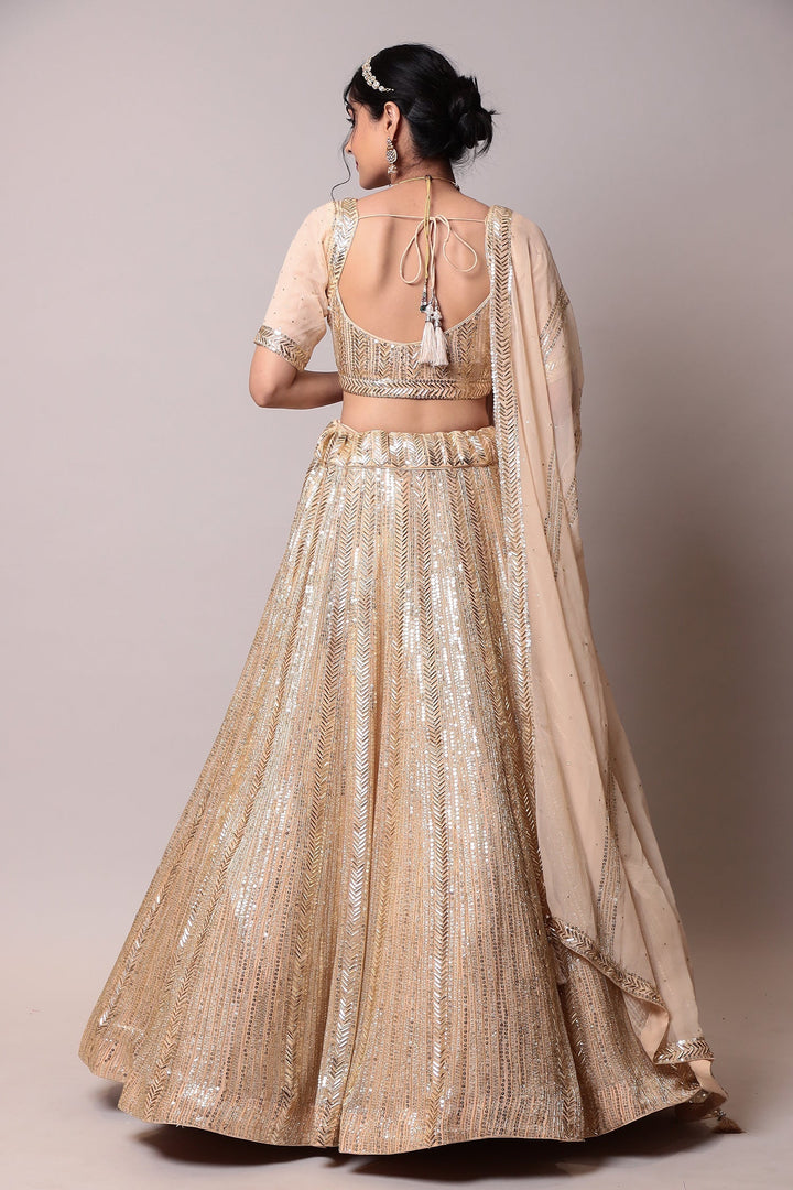 Net Lehenga with Cutdana, Sequins work.
