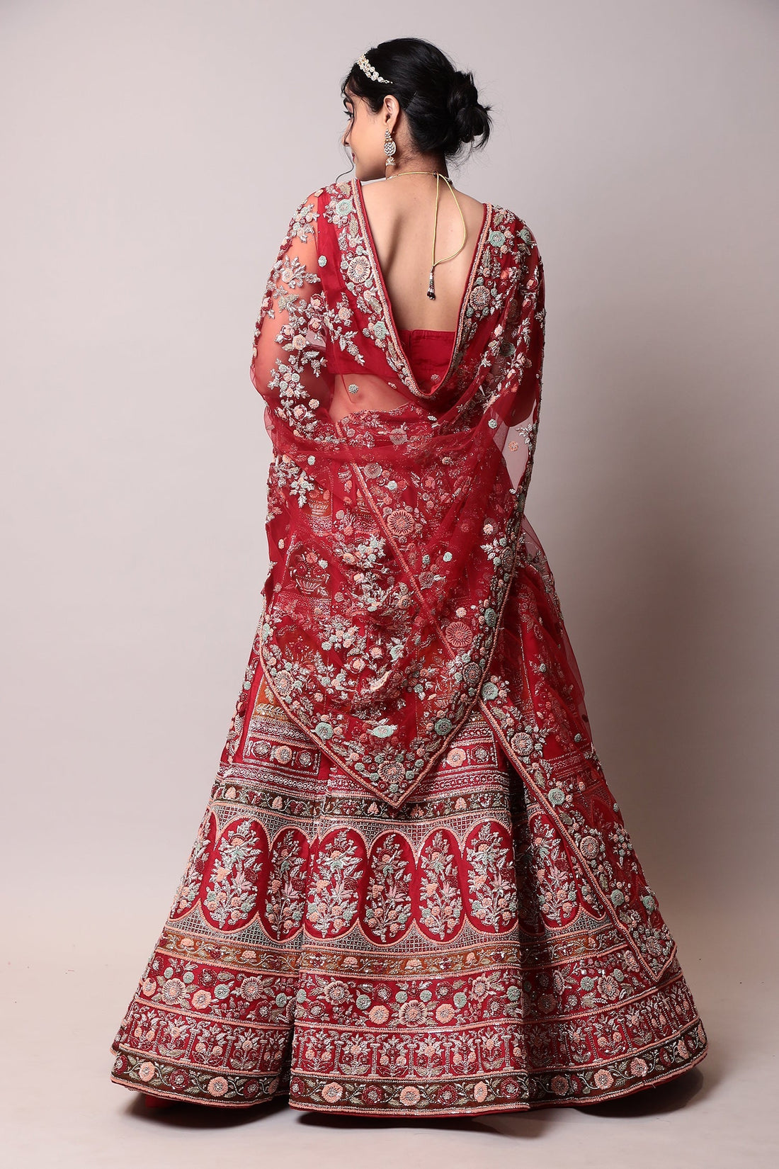 Raw silk Lehenga with Thread and Zardozi work.