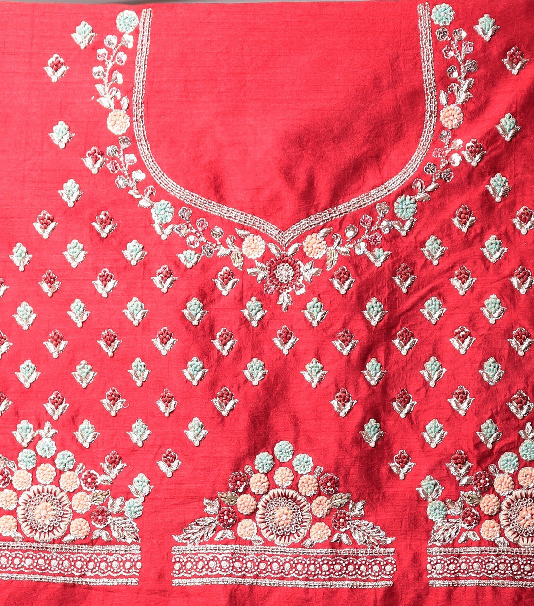 Raw silk Lehenga with Thread and Zardozi work.