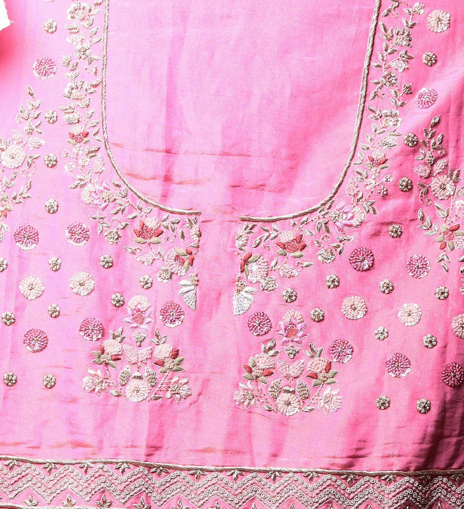 Silk Lehenga with Pearl, Thread and Zardozi work.