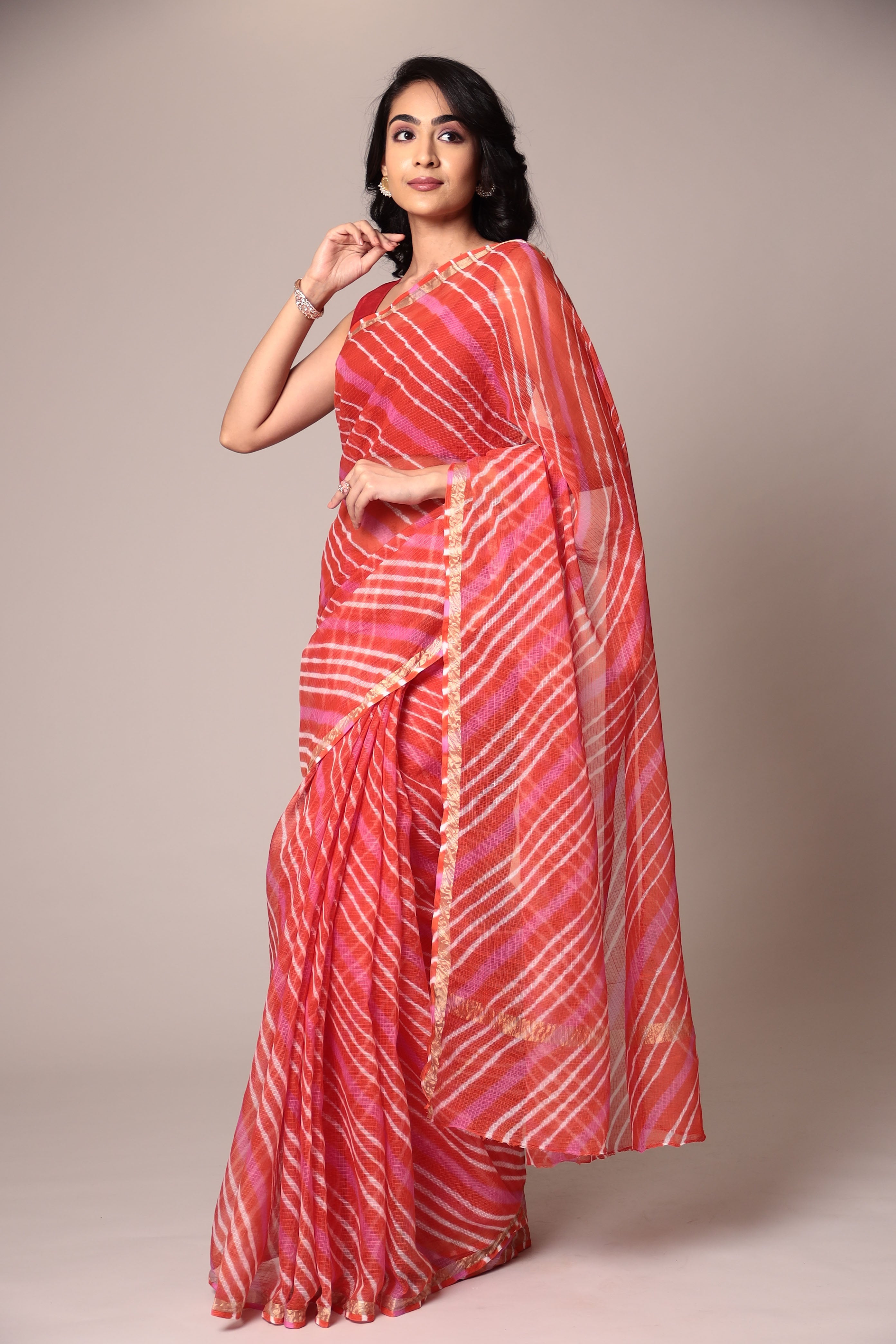 Kota Doria Cotton Leheriya Saree
