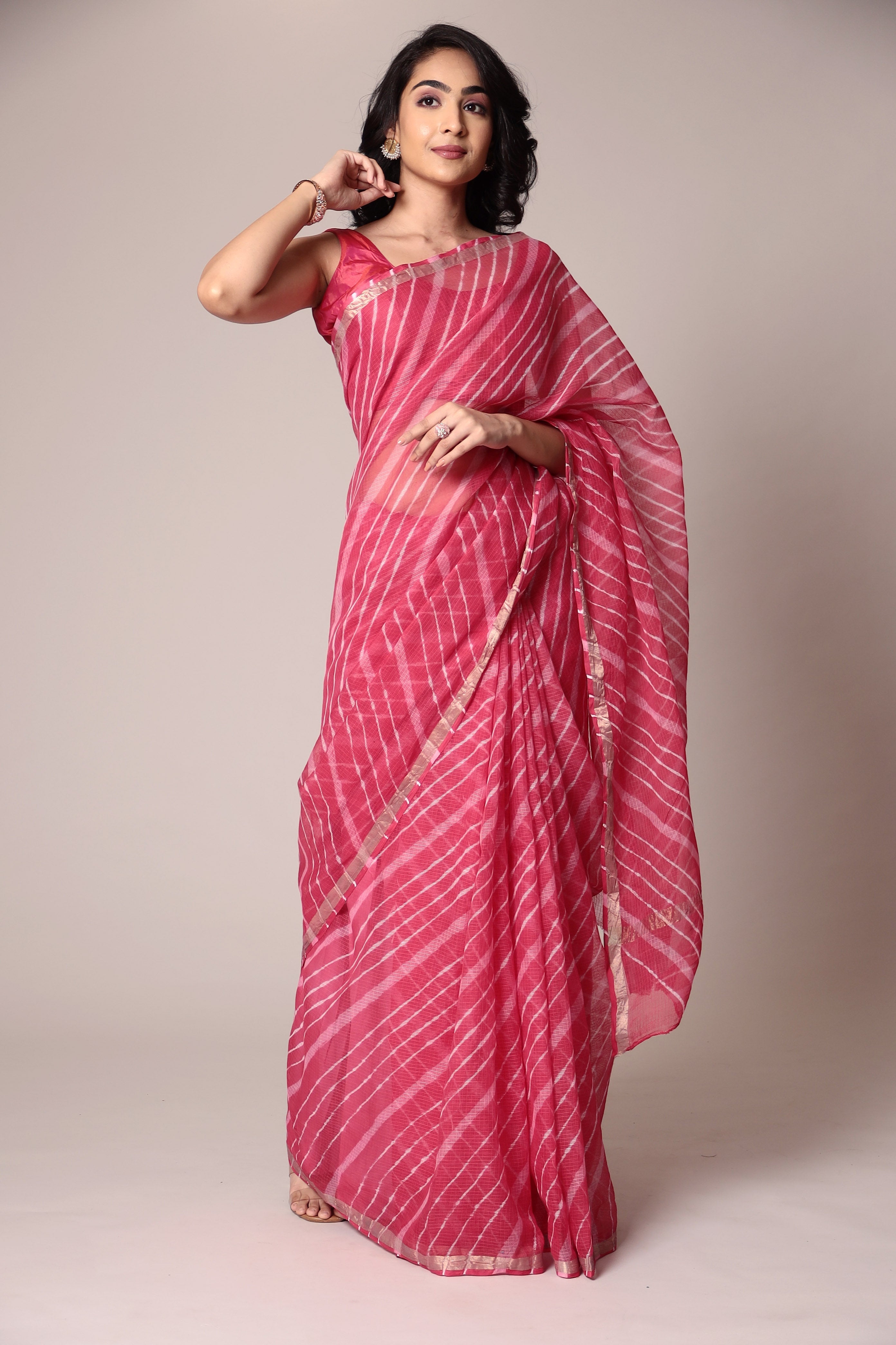 Kota Doria Cotton Leheriya Saree