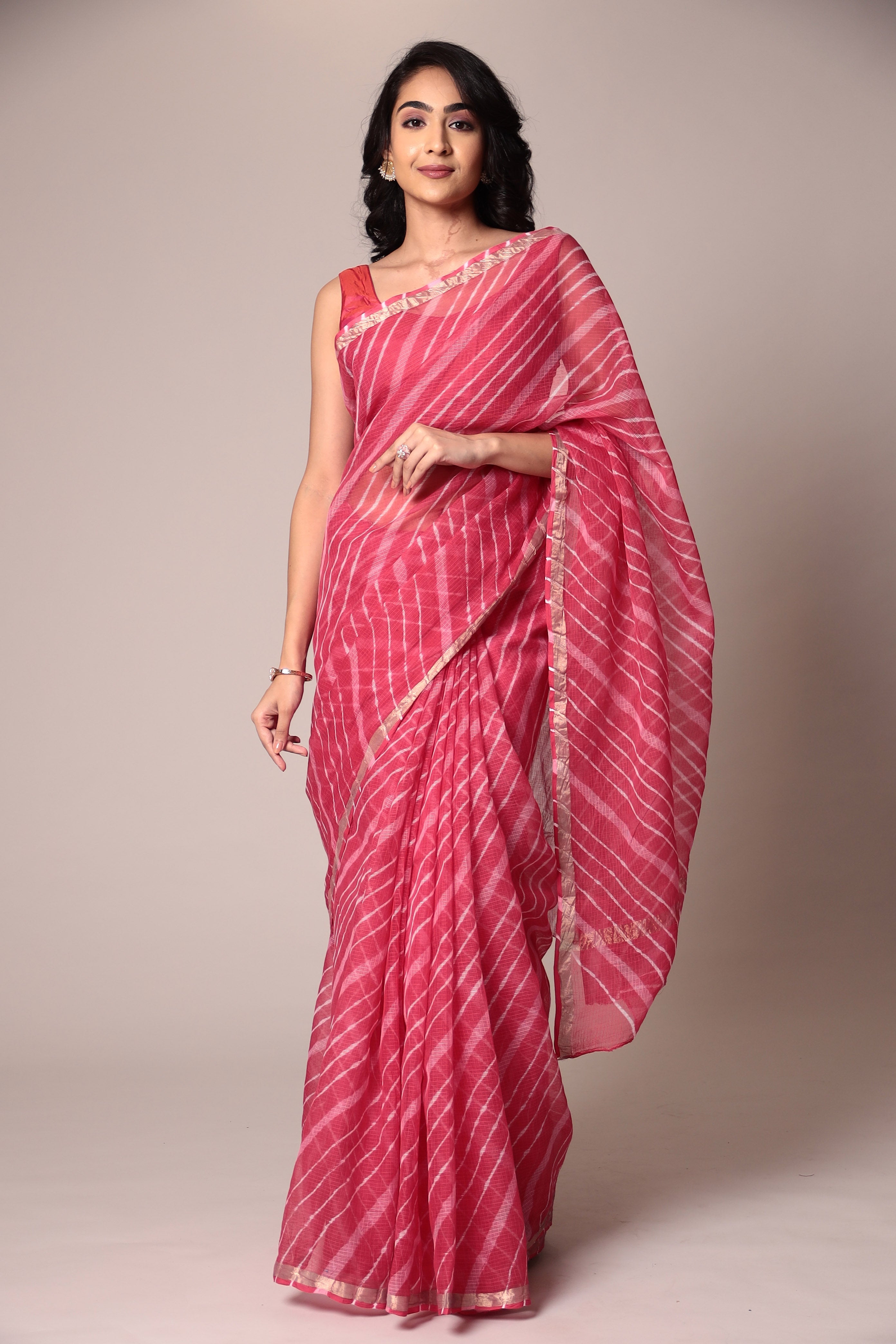 Kota Doria Cotton Leheriya Saree
