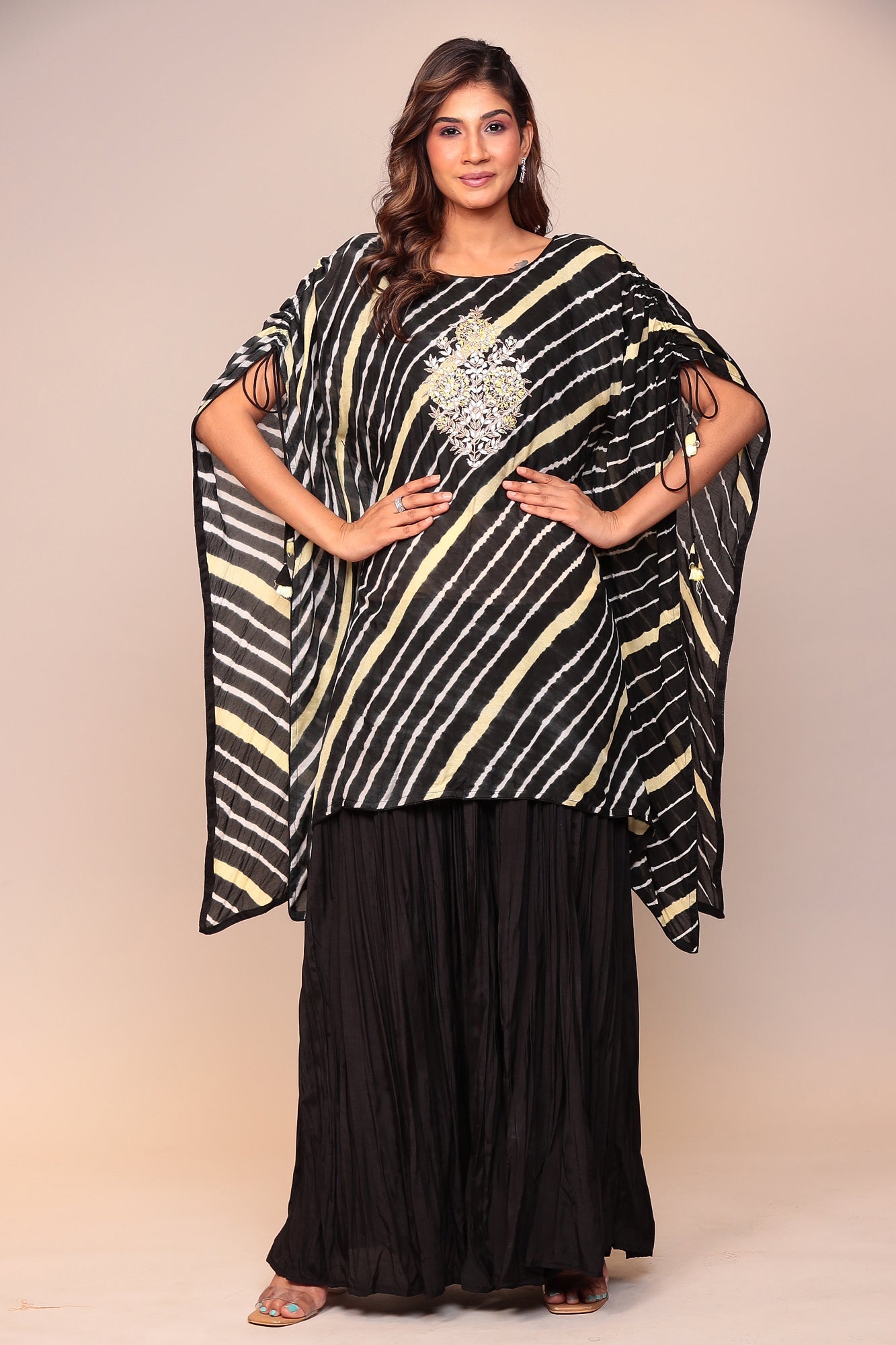 Silk Kaftan with Gota Patti, Thread, Zari work.