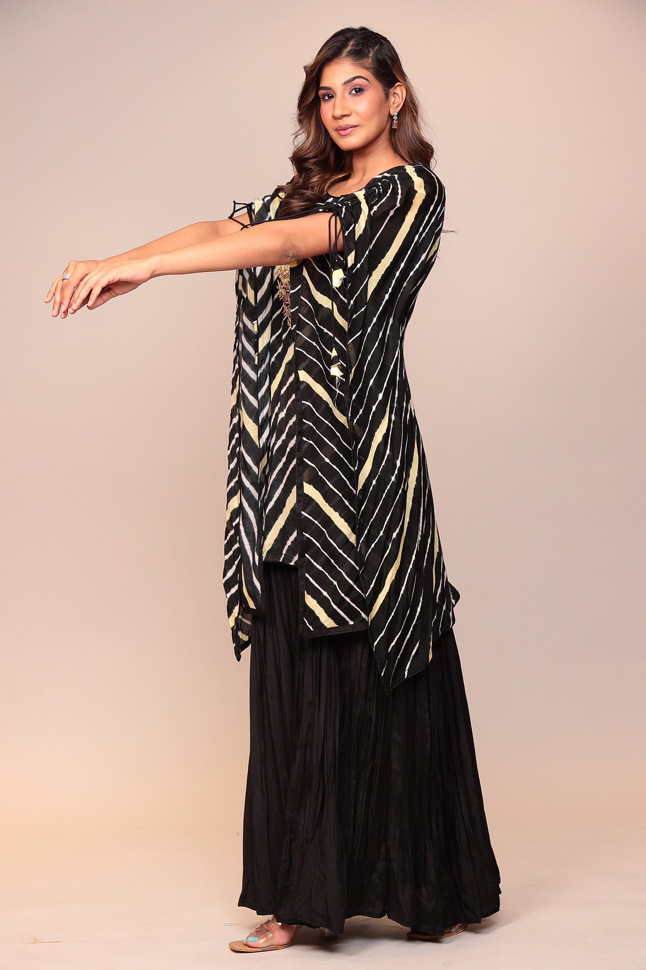 Silk Kaftan with Gota Patti, Thread, Zari work.