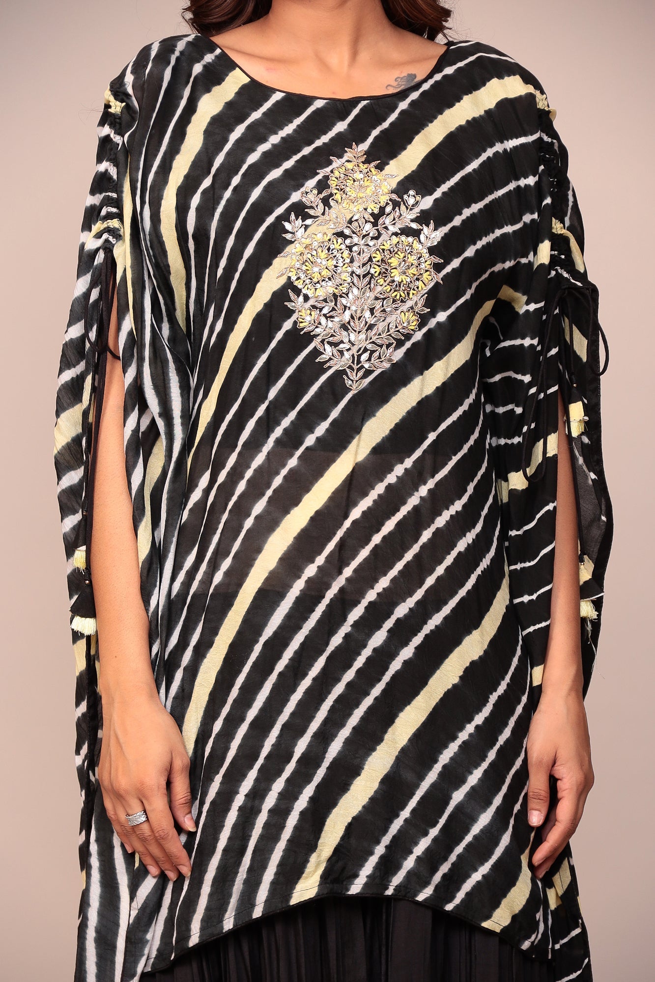 Silk Kaftan with Gota Patti, Thread, Zari work.