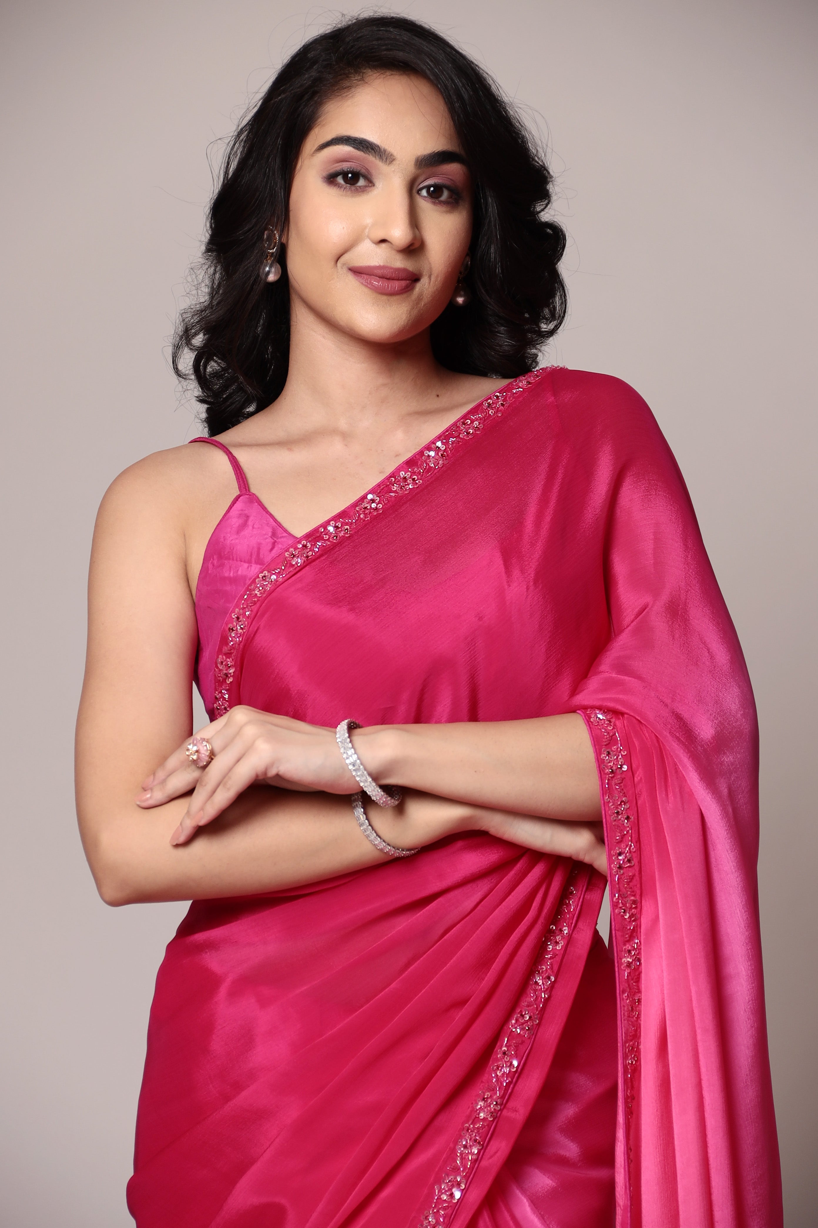 Exquisite Silk Saree adorned with intricate Cutdana embellishments.