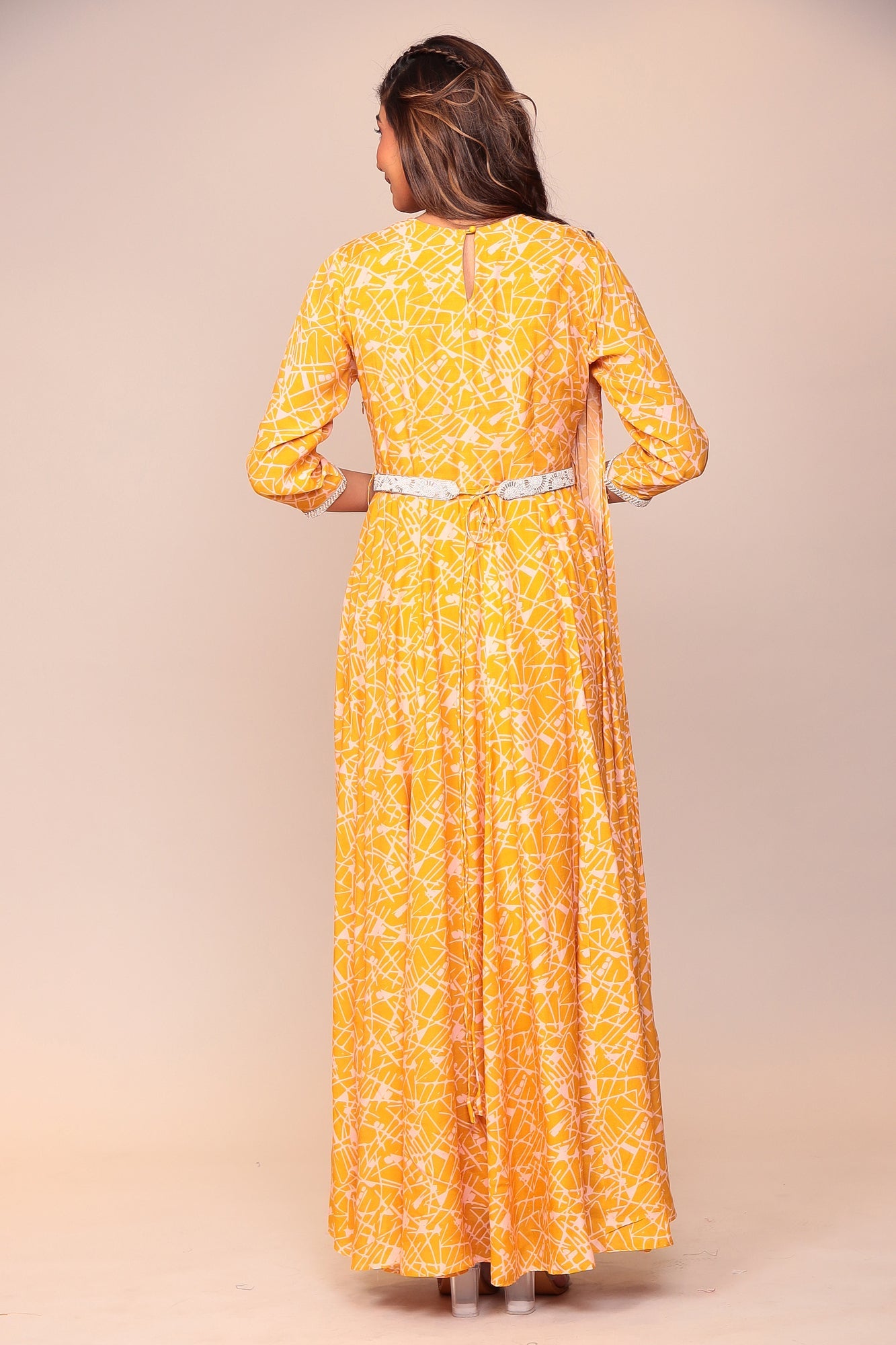 Digital Print Muslin Kurta with Cutdana, Pearl work.