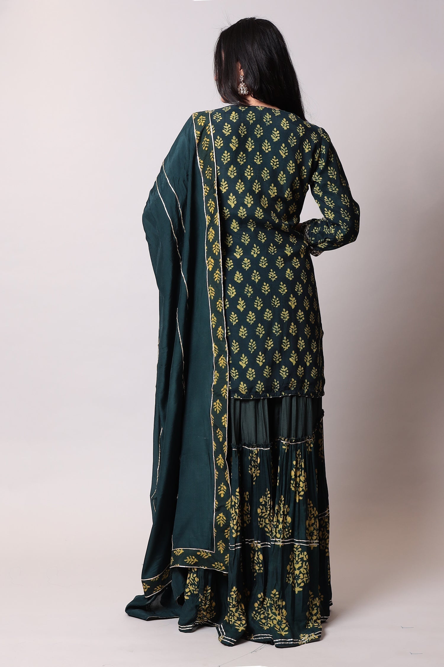 Printed Glace cotton Suit with Gota Patti work.
