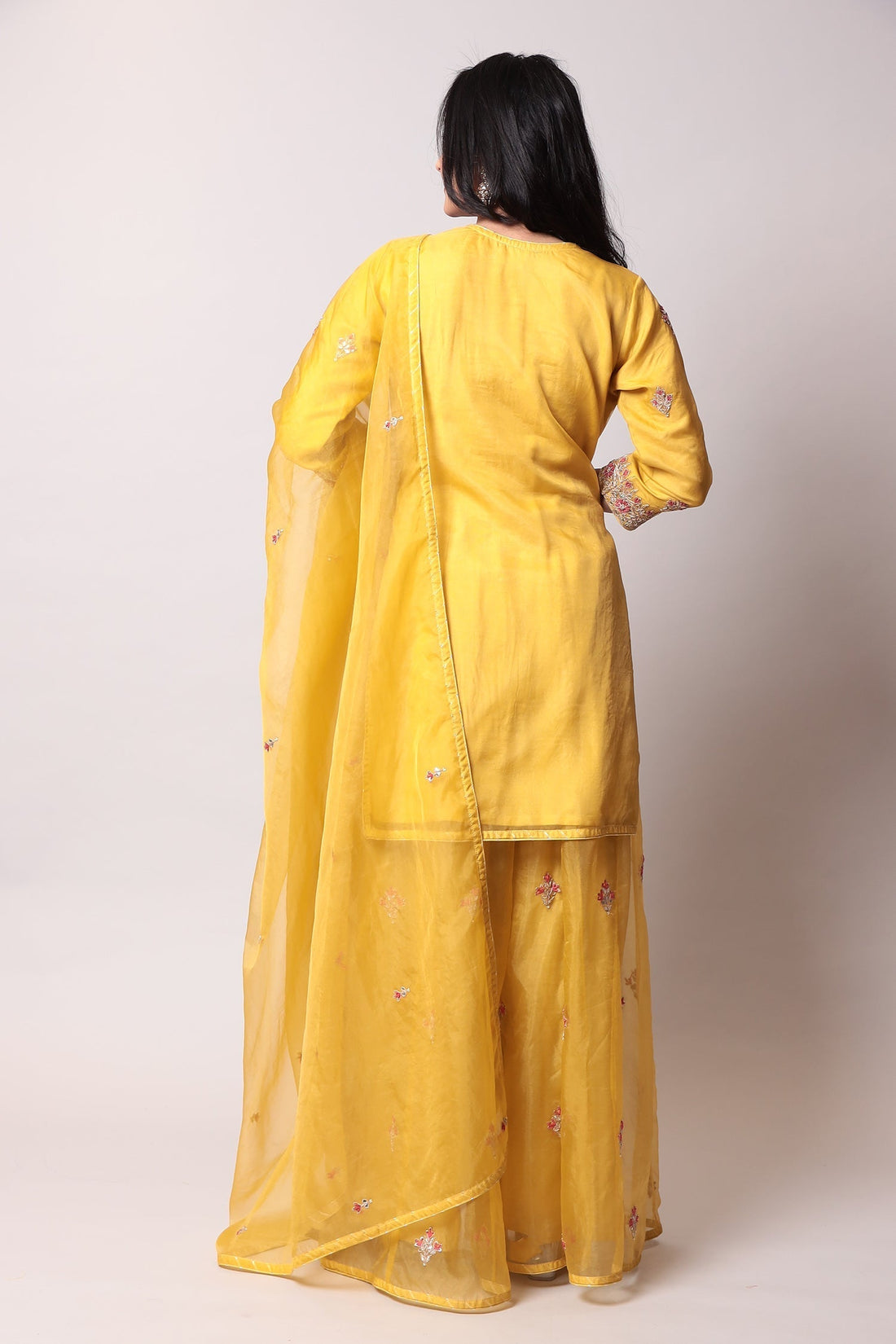 Organza Suit with Gota Patti, Thread work.