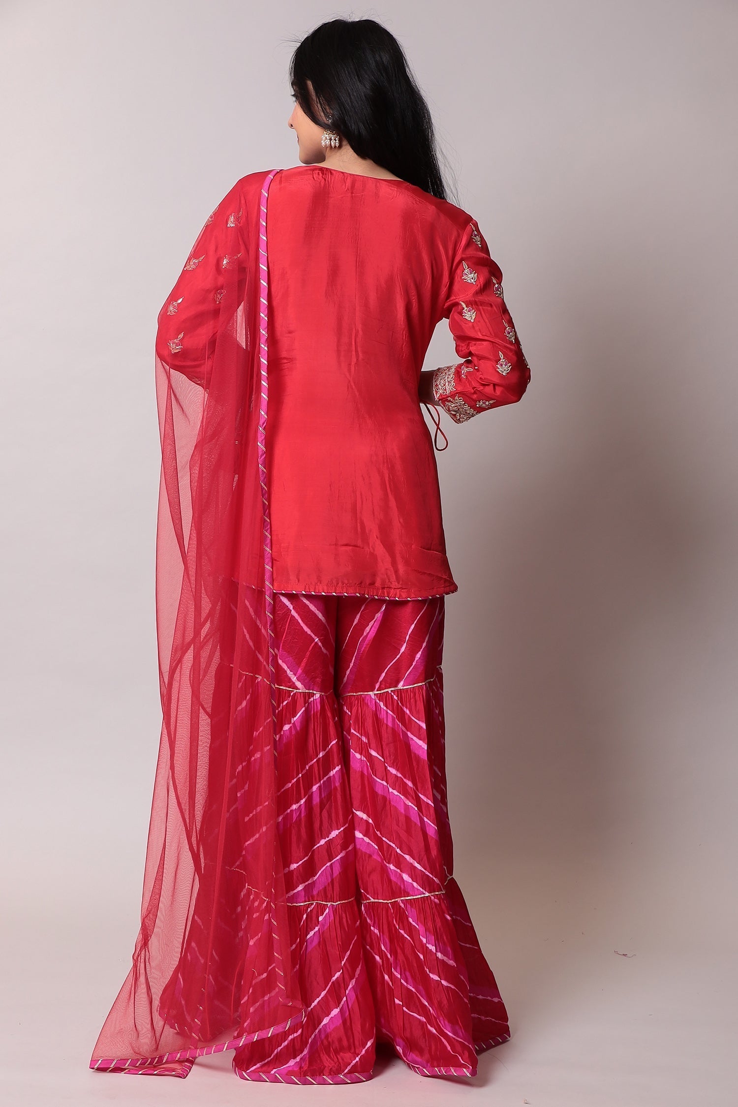 Leheriya Cotton silk Suit with Gota Patti work.