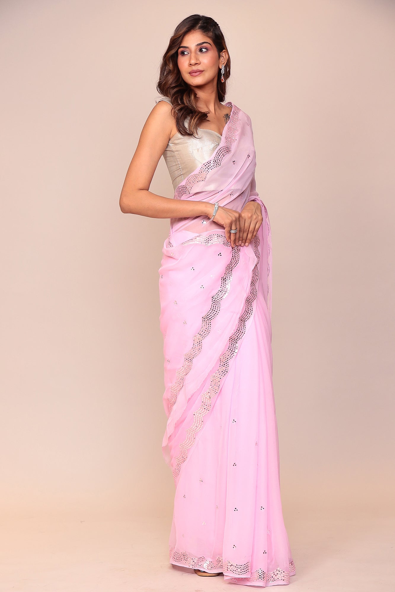 Georgette Casual Saree with Foil work.