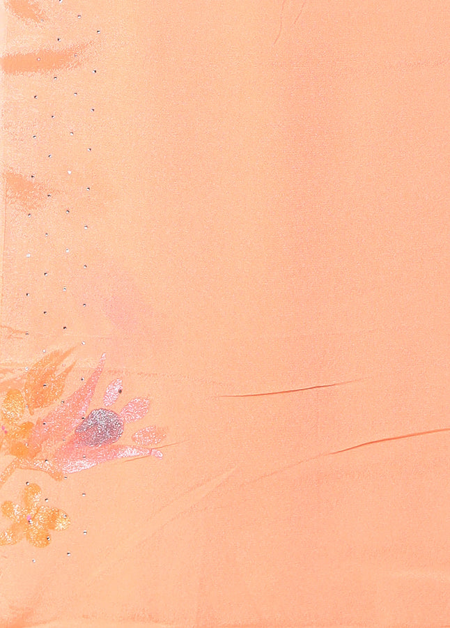 Foil Print Chiffon Saree with Swarovski work.