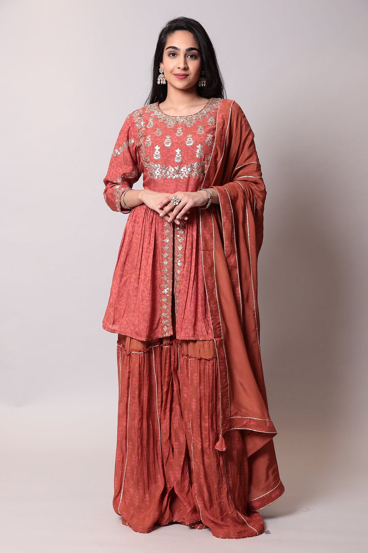 Printed Cotton Suit with Gota Patti work.