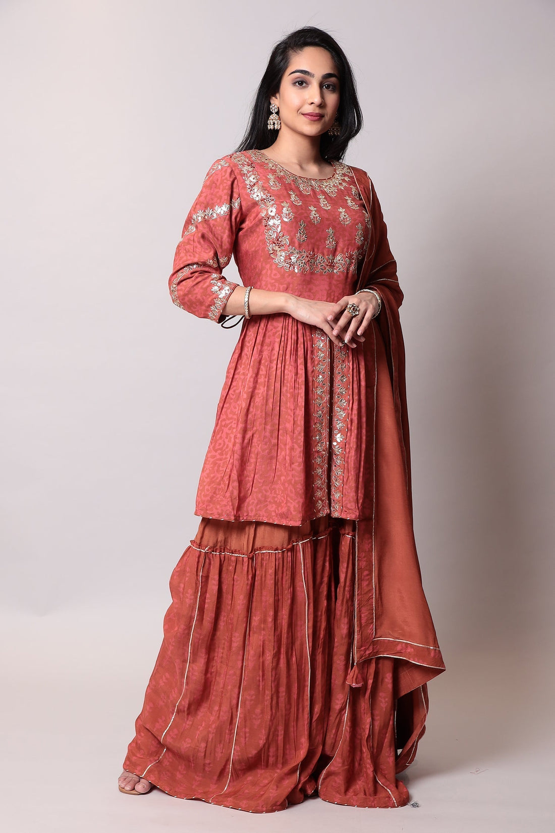 Printed Cotton Suit with Gota Patti work.
