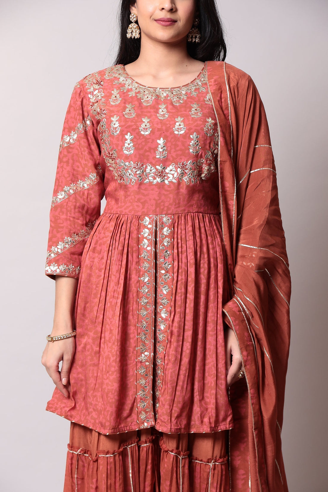 Printed Cotton Suit with Gota Patti work.