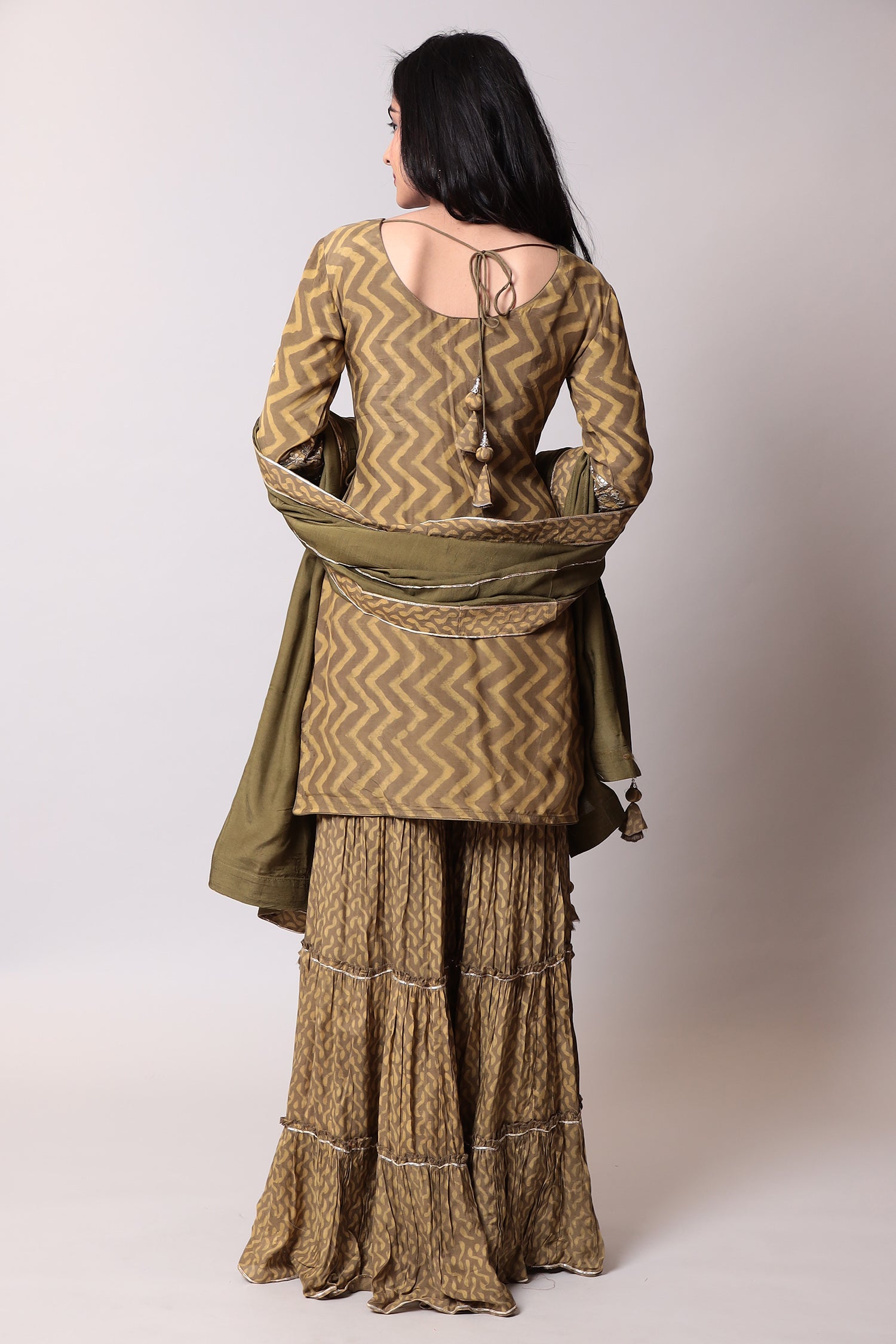 Printed Cotton Sharara silk Suit with Gota Patti work.